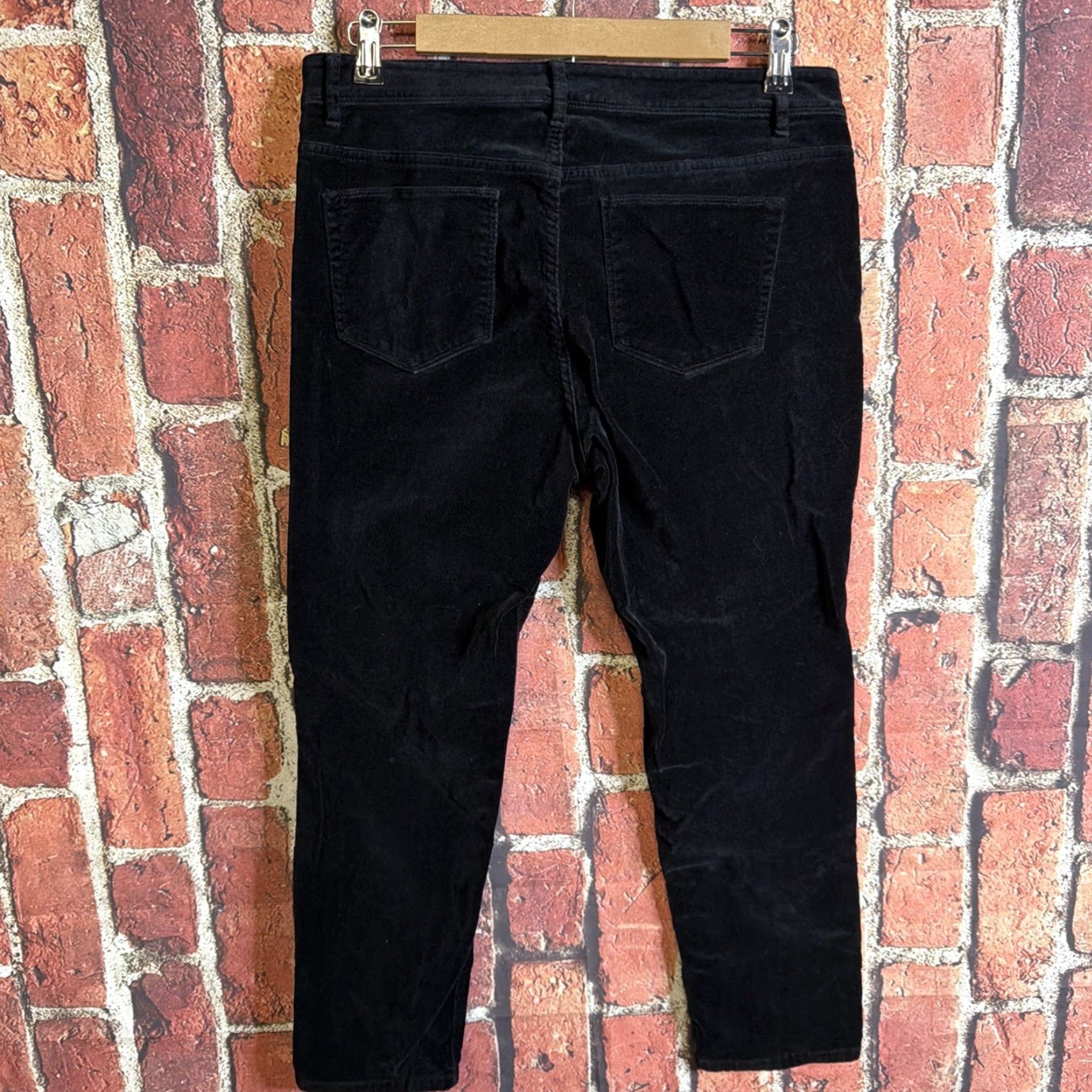 J. Jill J Jill Black Velour Pants Womens 10P Petite Dress Pants Straight Leg Pockets Black Velour Size 32" / US 10 / IT 46 - 3 Thumbnail