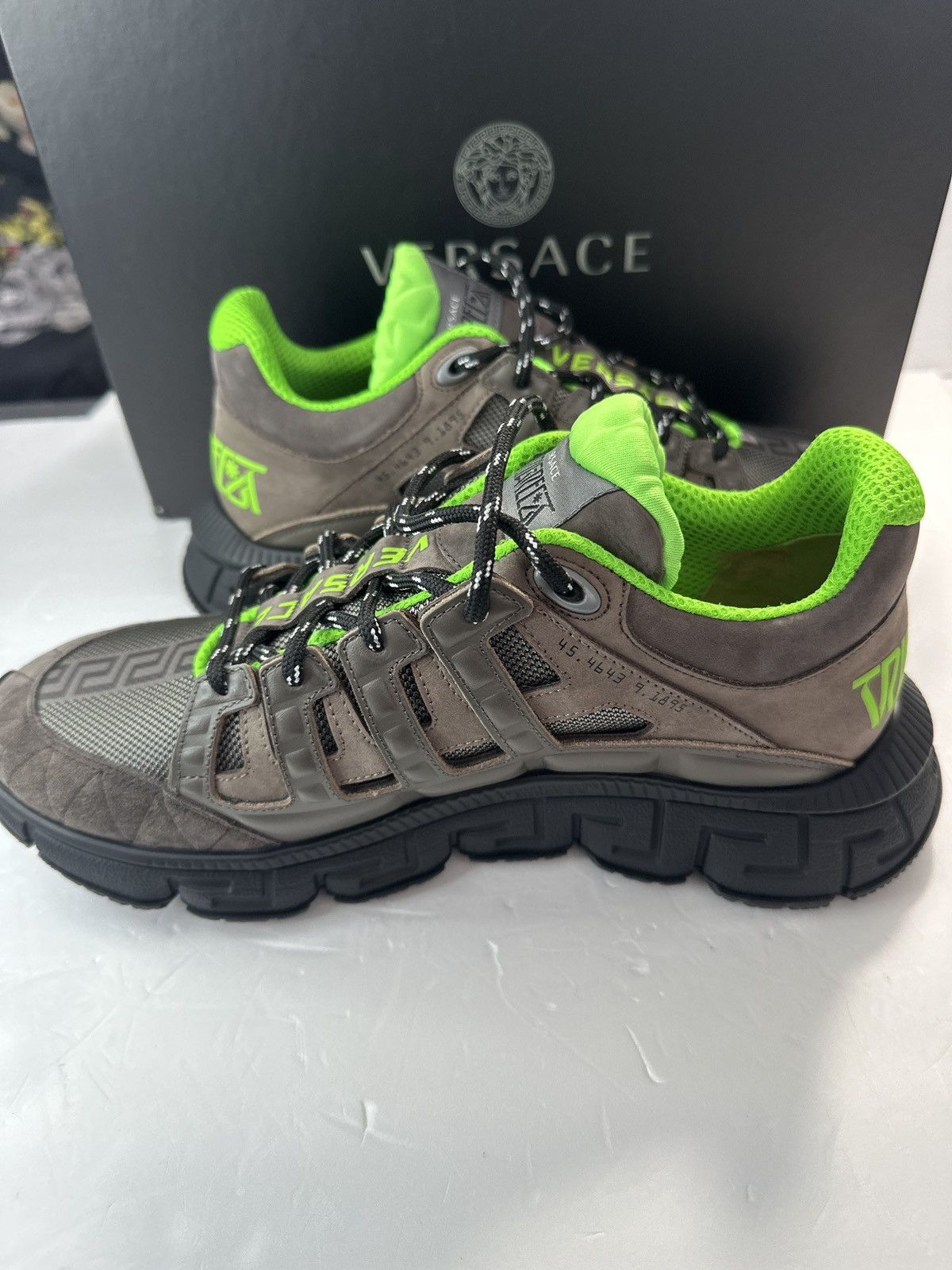 Versace Versace Trigreca Low Top Sneaker (Men) PEPPER/ TAUPE Size US 10 / EU 43 - 17 Thumbnail