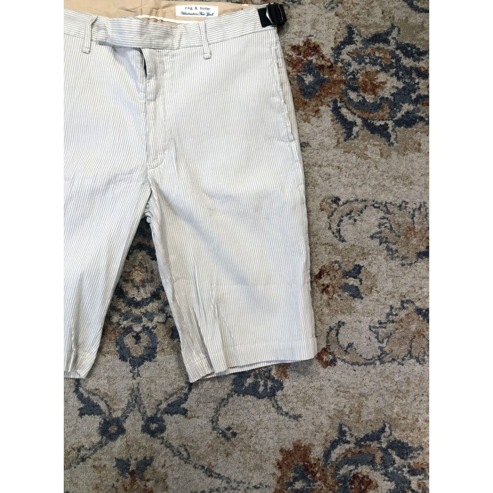 Rag & Bone Rag & Bone Shorts Mens 34 Beige Striped Chino 12 Inseam Cotton USA Casual Summer Size US 34 / EU 50 - 5 Thumbnail