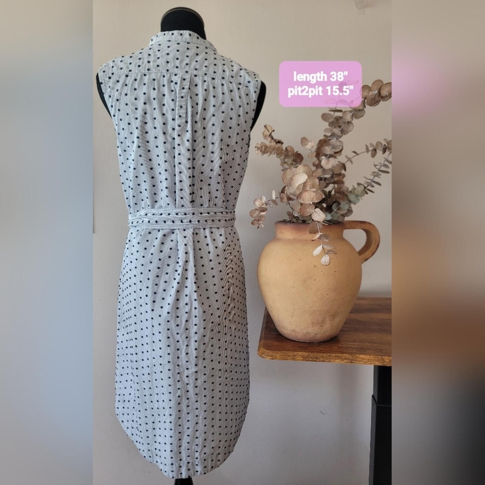 Banana Republic Banana Republic Navy Polka Dot Striped Midi Tie Dress Sz S Size S / US 4 / IT 40 - 3 Thumbnail