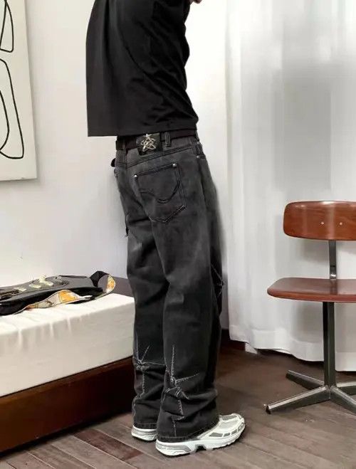 Japanese Brand × Jean Extra heavy industrial laser print punk wash jeans Size US 32 / EU 48 - 3 Thumbnail
