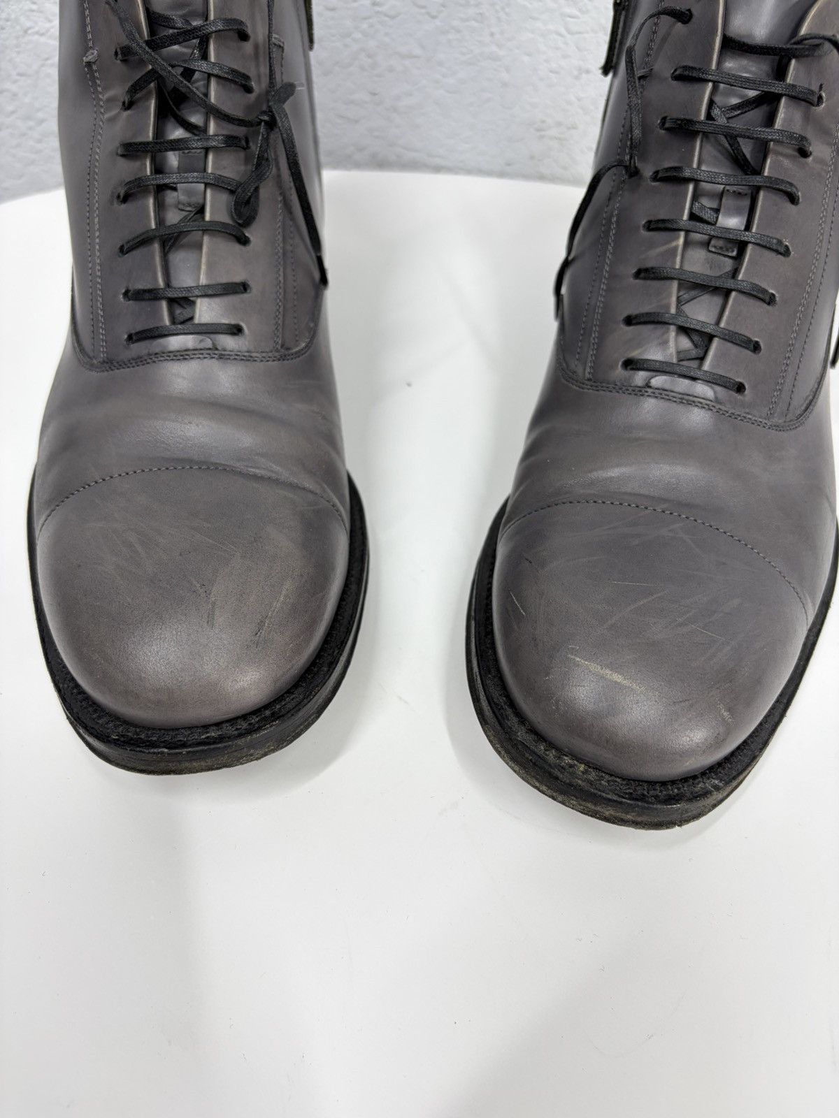 Salvatore Ferragamo Salvatore Feragamo Classic Distressed Leather Black Boots Size US 9.5 / EU 42-43 - 9 Thumbnail