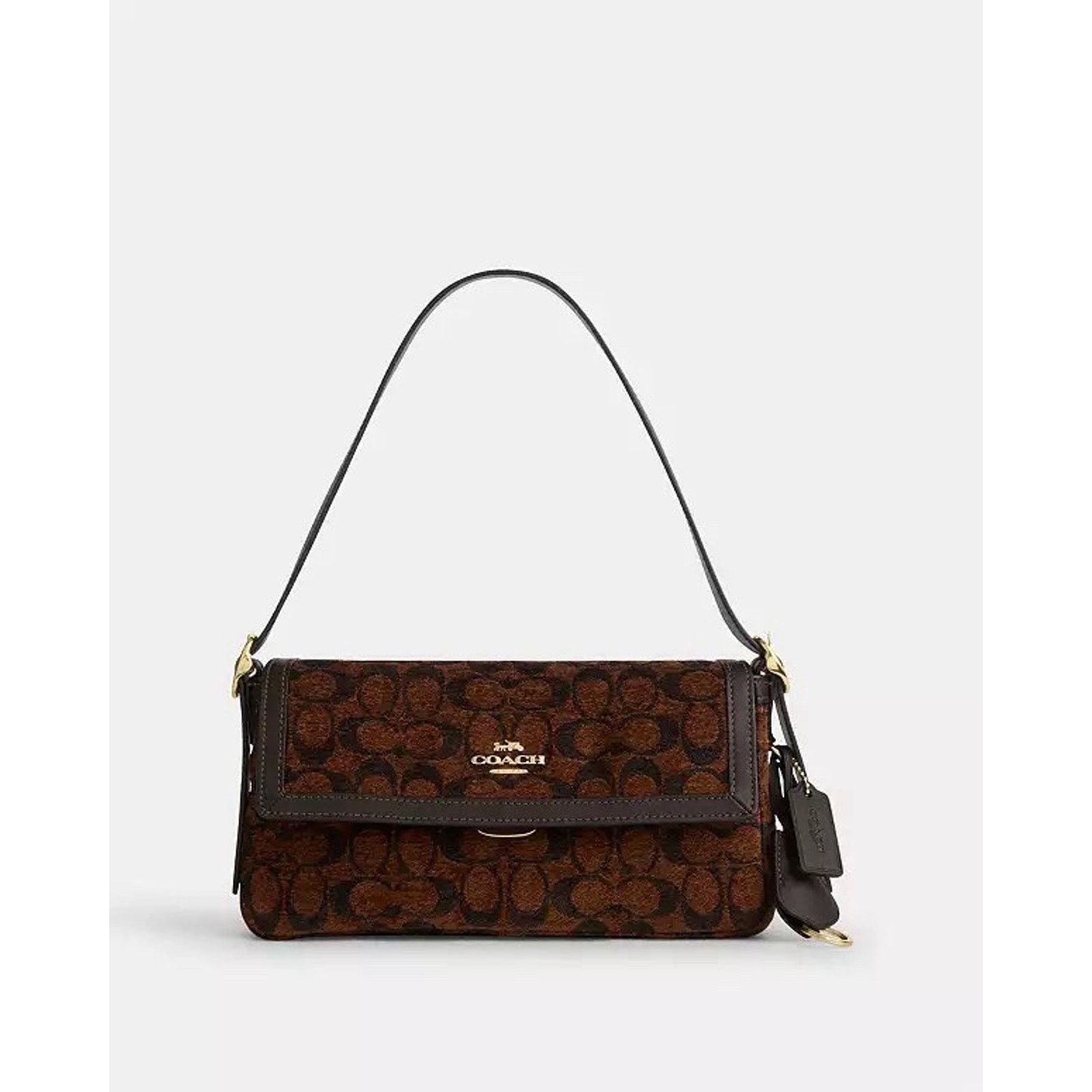 Coach NWT Coach Etta Small Flap Shoulder Bag Chenille CCV65 Gold Size ONE SIZE - 8 Thumbnail