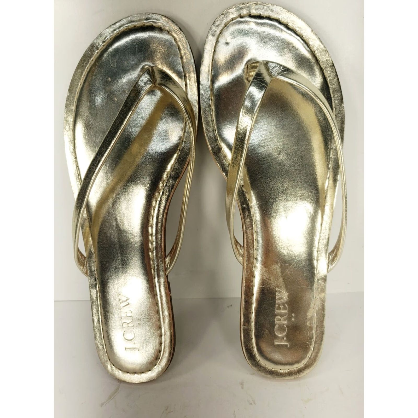 J.Crew J.CREW Sorrento Thong Sandal Flip Flop Casual Leather Gold Womens 6B Medium? Size US 6 / IT 36 - 6 Thumbnail