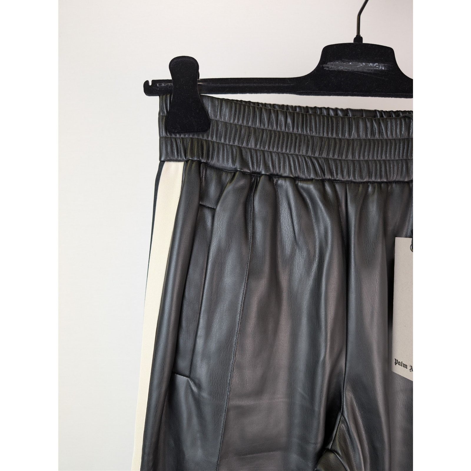 Palm Angels o1rshd1 Leather Effect Track Pants in Black / Off White Size US 34 / EU 50 - 6 Thumbnail