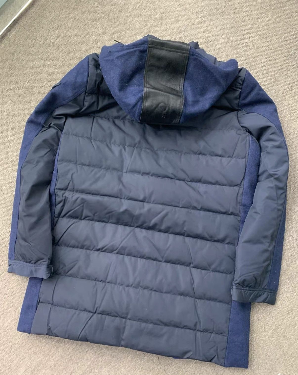 Balenciaga BALENCIAGA Blue Wool Coat with Calfskin Panels Size US XL / EU 56 / 4 - 4 Thumbnail