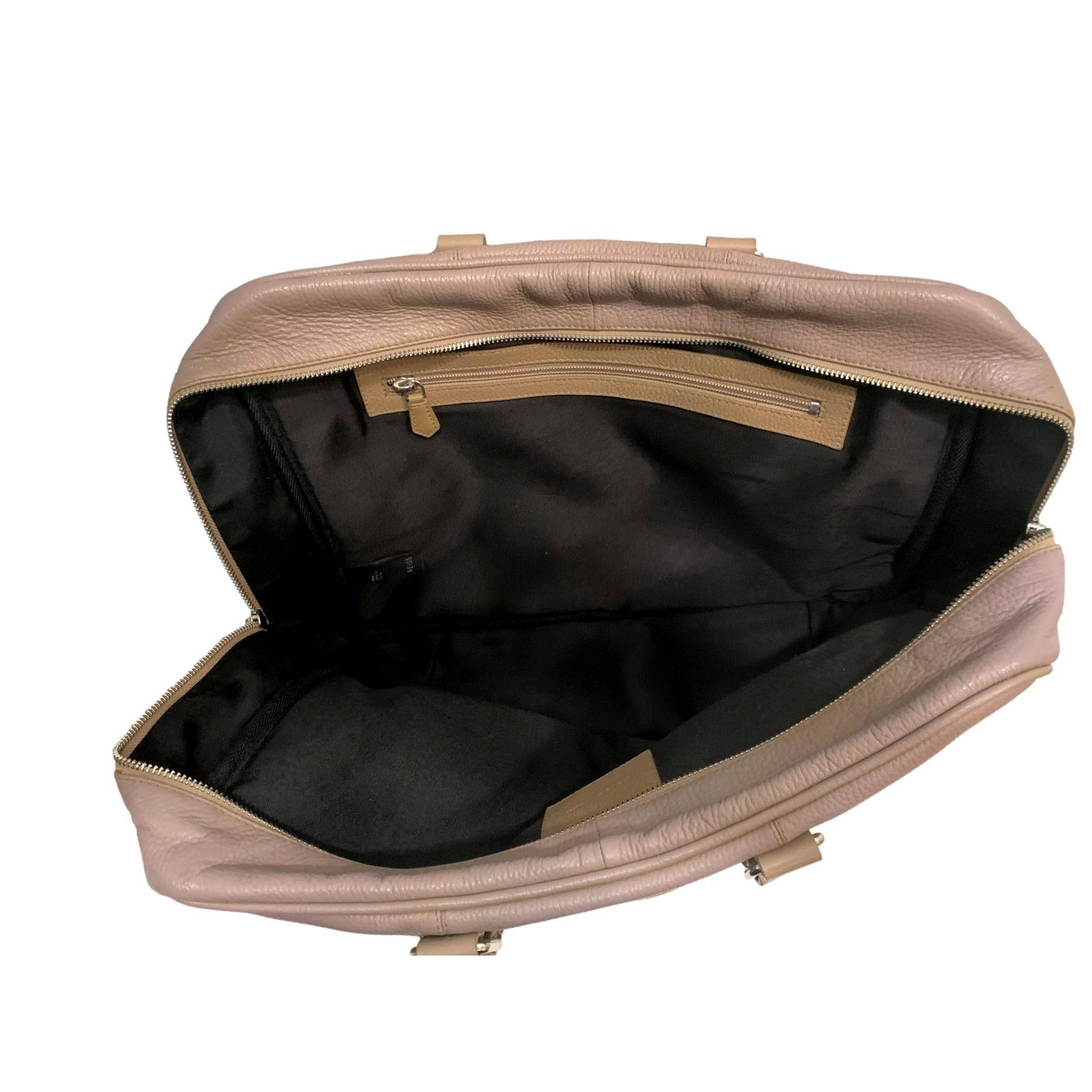 Reiss Reiss "Barrington" Taupe Leather Overnight Bag | Attache Size ONE SIZE - 4 Thumbnail