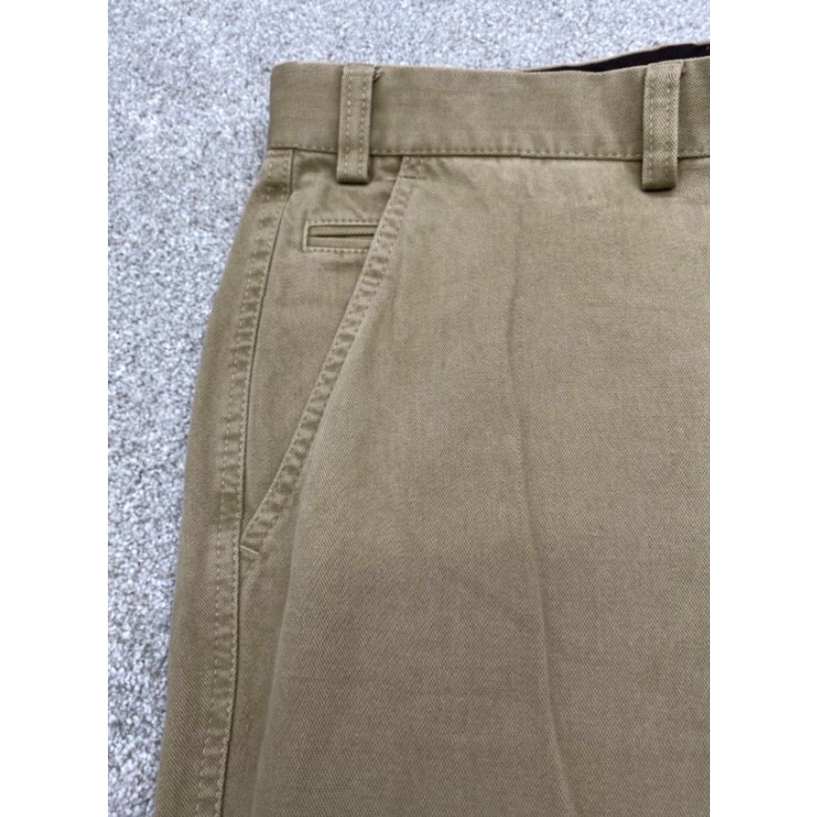 Vintage Hiltl Dress Pants Men's 38x31 Beige Trousers Cuffed Twill Cotton Dress Pants Mens 38 Beige Size US 38 / EU 54 - 5 Thumbnail