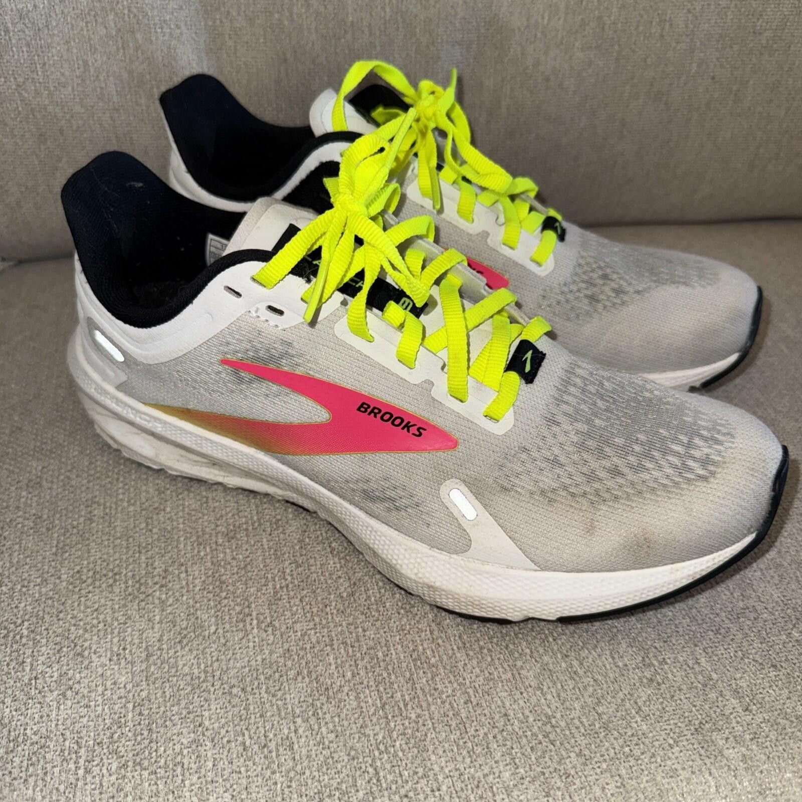 Brooks Brooks Womens Launch 9 GTS Running Shoe White Pink Yellow Size US 8 / IT 38 - 2 Thumbnail