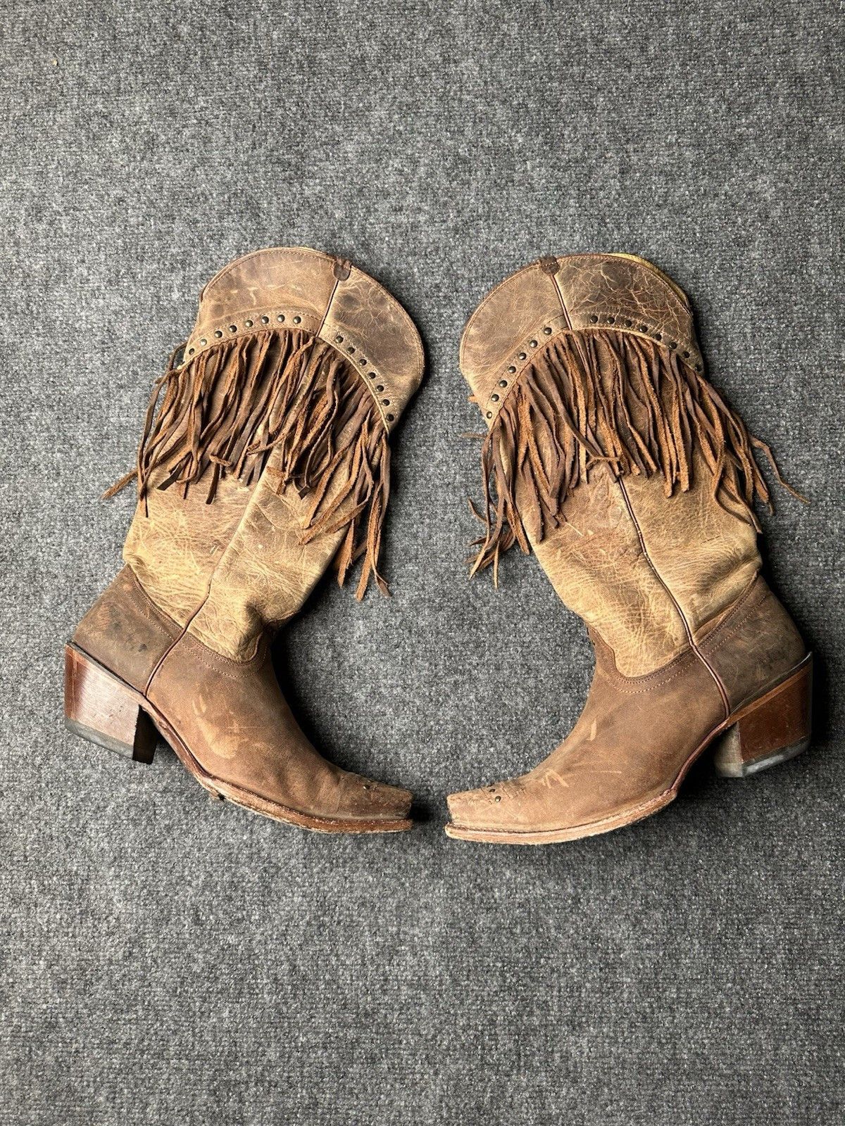 Tony Lama Womens Leather Tony Lama Fringe Western Cowboy, Size US 7.5B Size US 7.5 / IT 37.5 - 1 Thumbnail