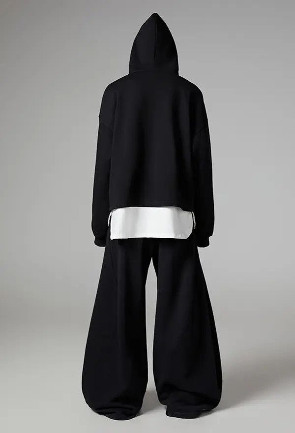 Japanese Brand VIBE Black Y2K Wide Leg Baggy Sweatpants Size US 33 - 4 Thumbnail
