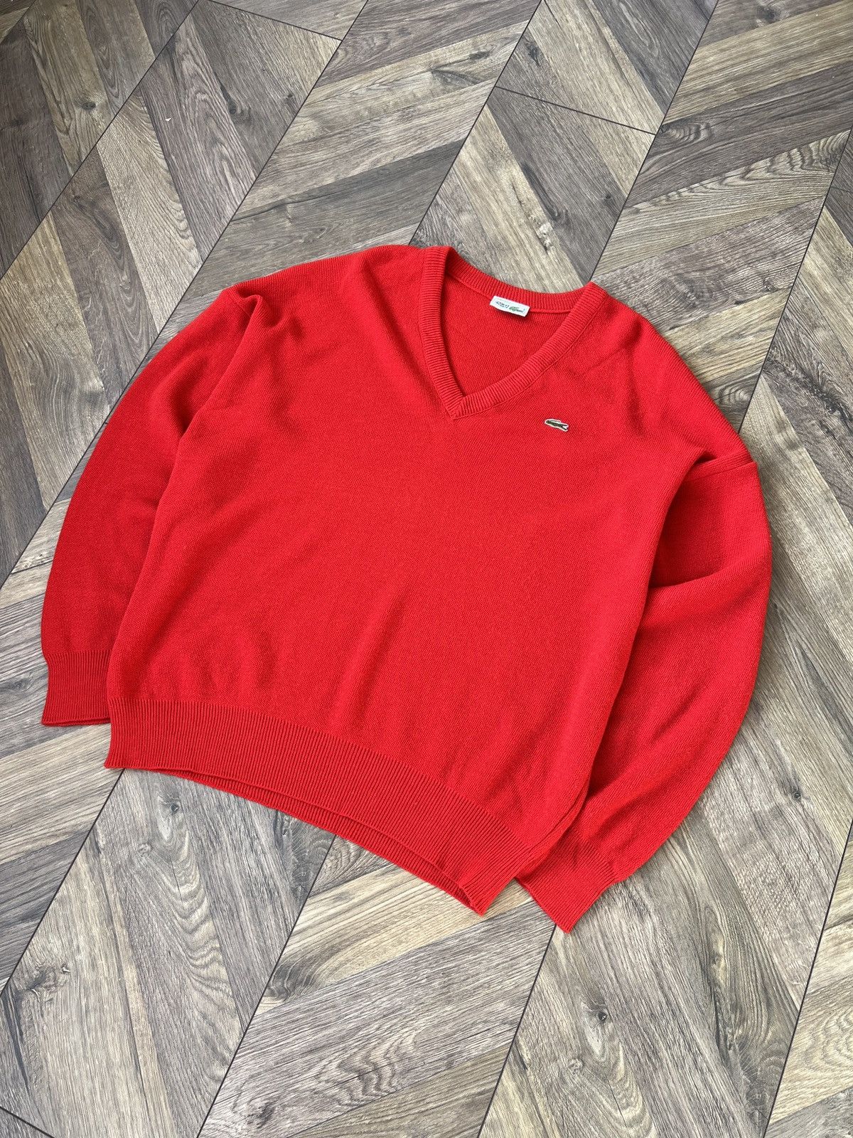 Designer × Lacoste × Vintage Vintage Lacoste V-neck knitted sweater Size US L / EU 52-54 / 3 - 7 Thumbnail