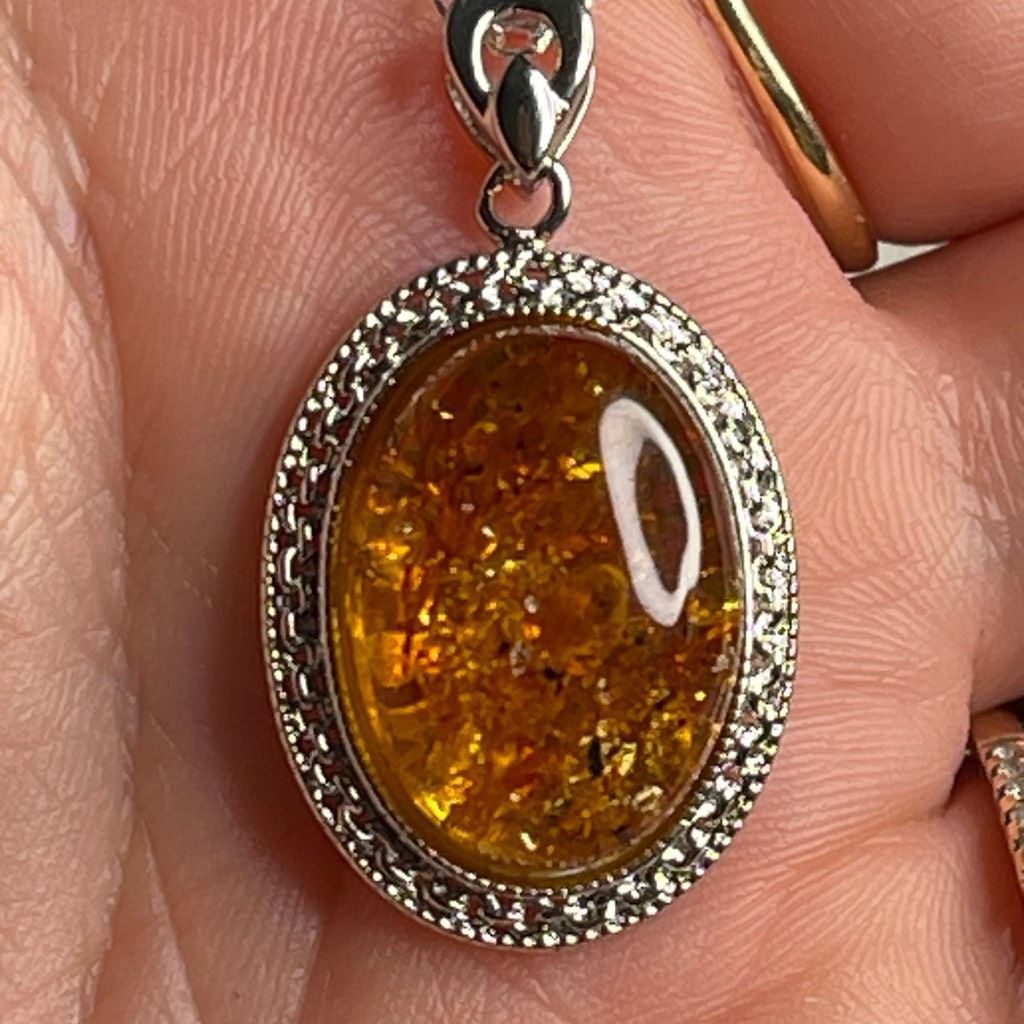 Other Amber pendant CZ stones silver plated chain necklace Size ONE SIZE - 8 Thumbnail