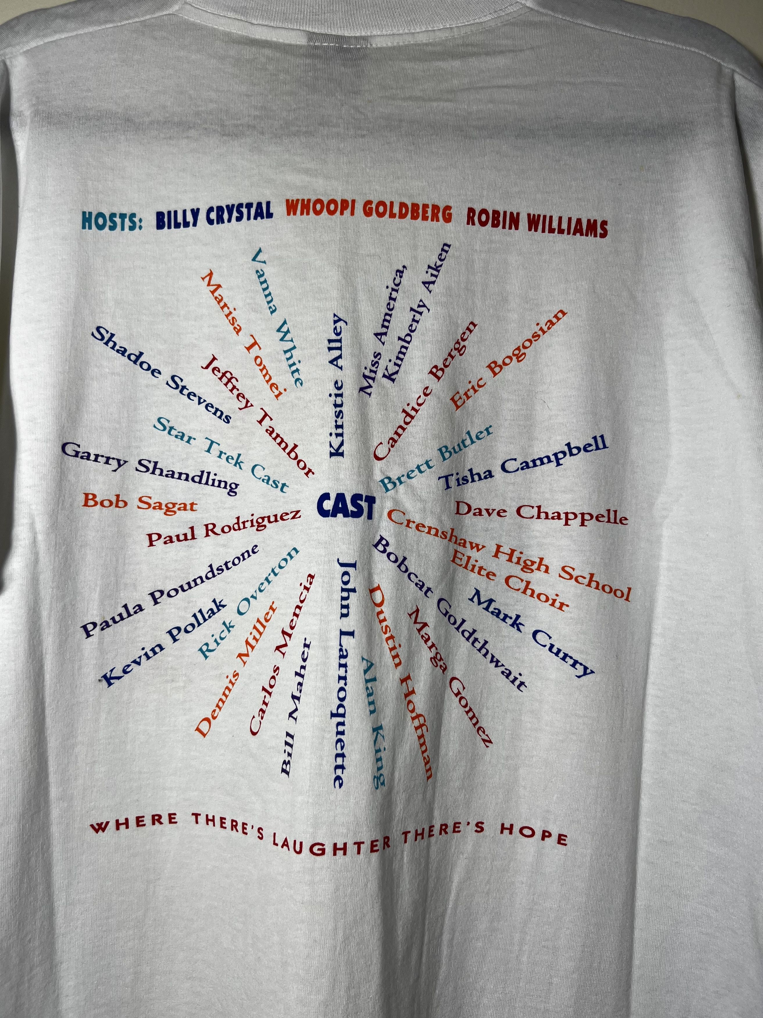 Vintage Vintage 1990's Comic Relief VI Double Sided Comedy T-Shirt Size US XL / EU 56 / 4 - 8 Thumbnail
