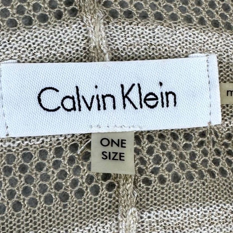 Calvin Klein Calvin Klein Women One Size Sweater Poncho Cape Tan Knit Stripe Open Front Size ONE SIZE - 4 Thumbnail