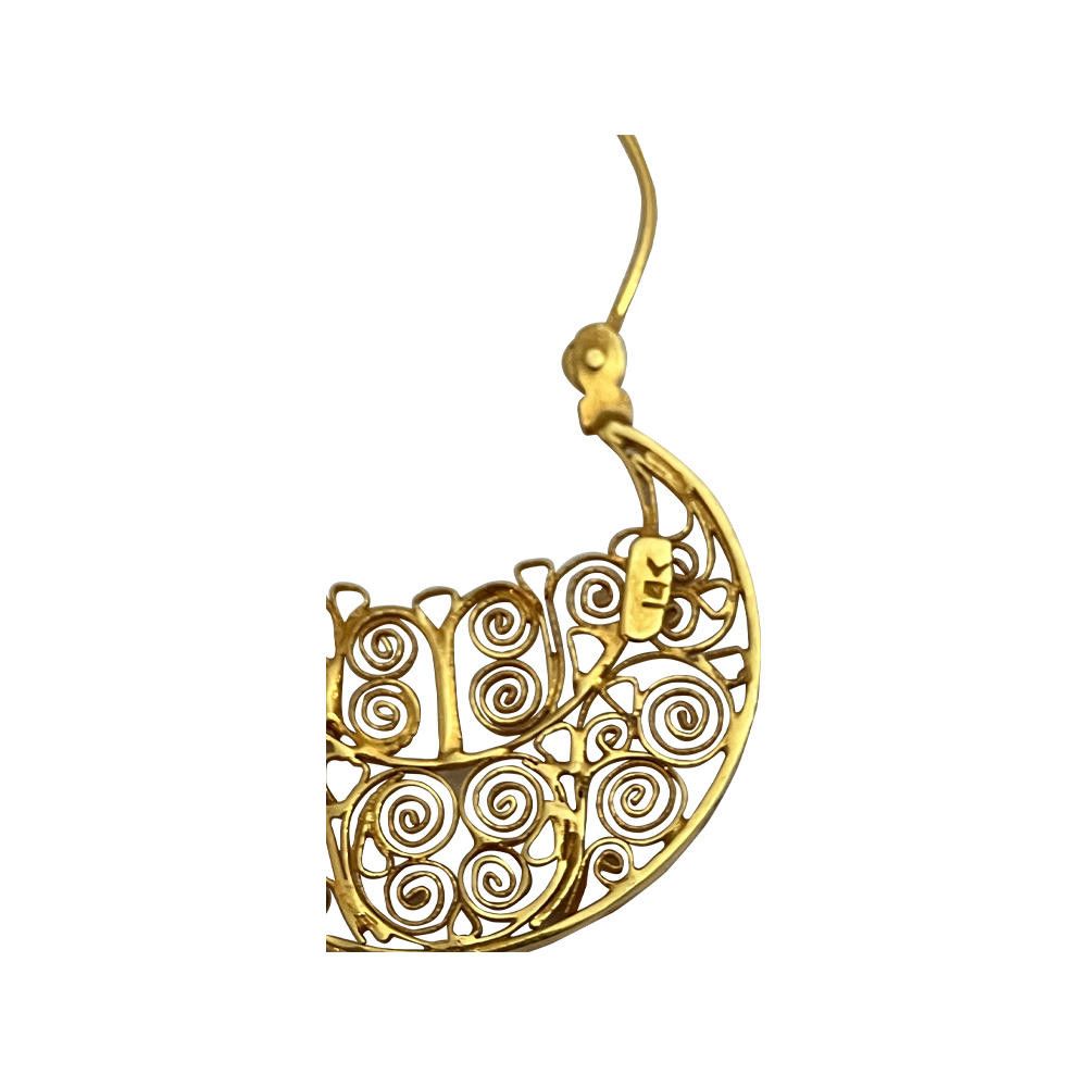 Designer 14 KT Gold Mexican Filigree Hoop Earrings Size ONE SIZE - 7 Thumbnail