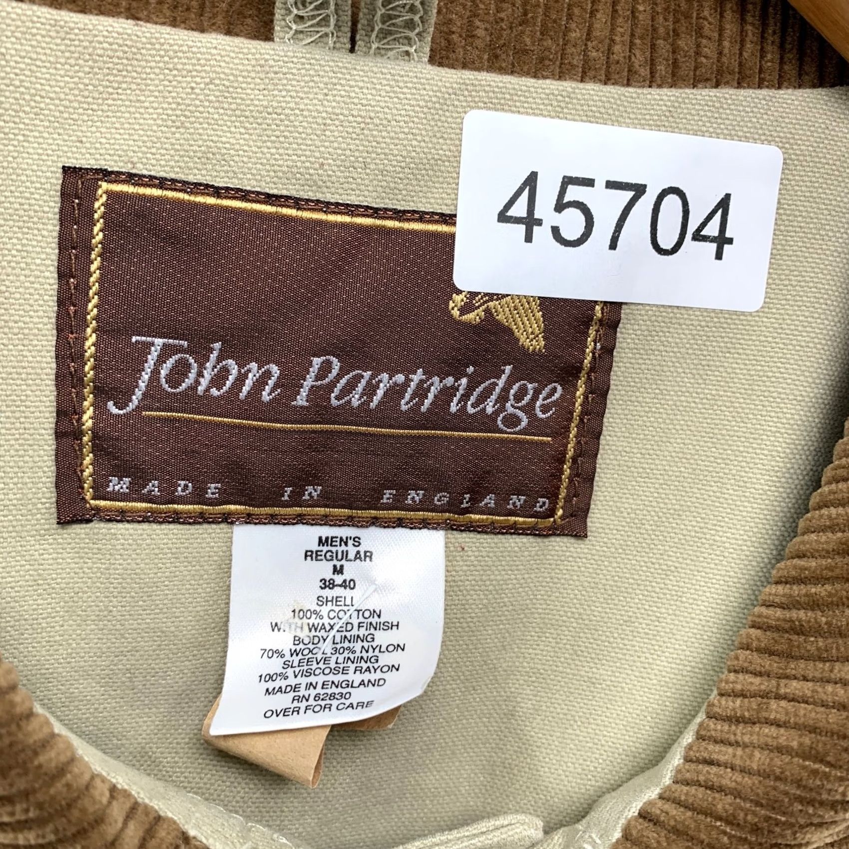 Vintage John Partridge Coat Men M Beige Canvas Corduroy Collar England Size US M / EU 48-50 / 2 - 4 Thumbnail
