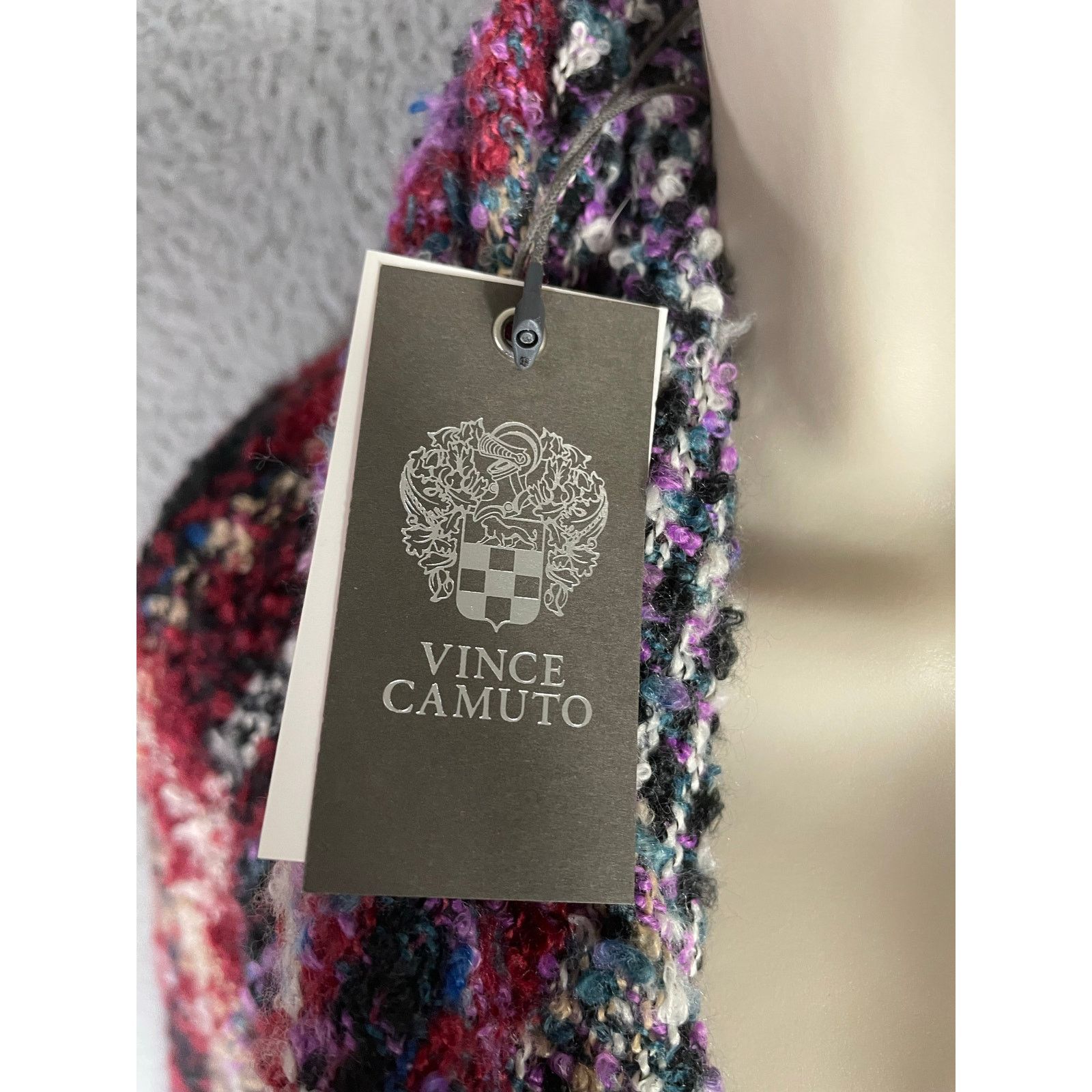 Vince Camuto Vince Camuto Wine Plaid Fringed Shawl Wrap Poncho OS Size ONE SIZE - 6 Thumbnail