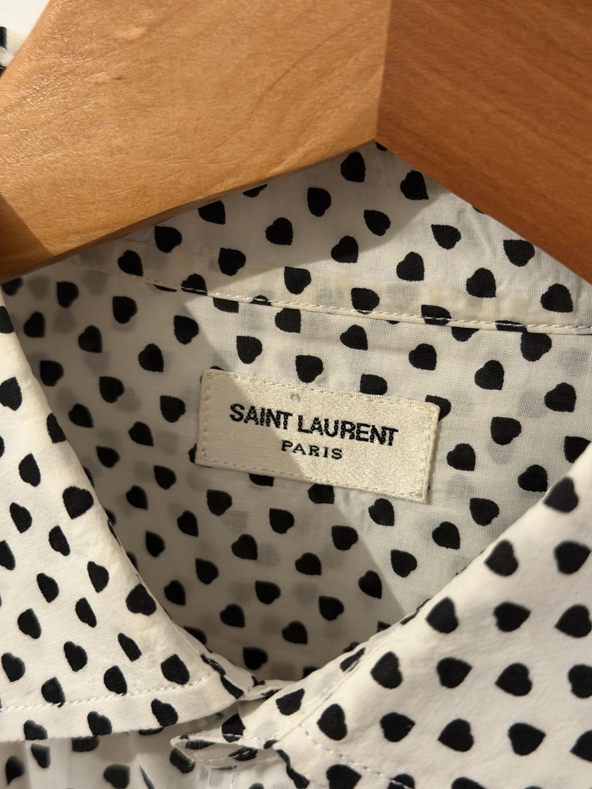 Saint Laurent Paris Saint Laurent 2012 Heart Pattern Shirt White/Black Size US S / EU 44-46 / 1 - 6 Thumbnail