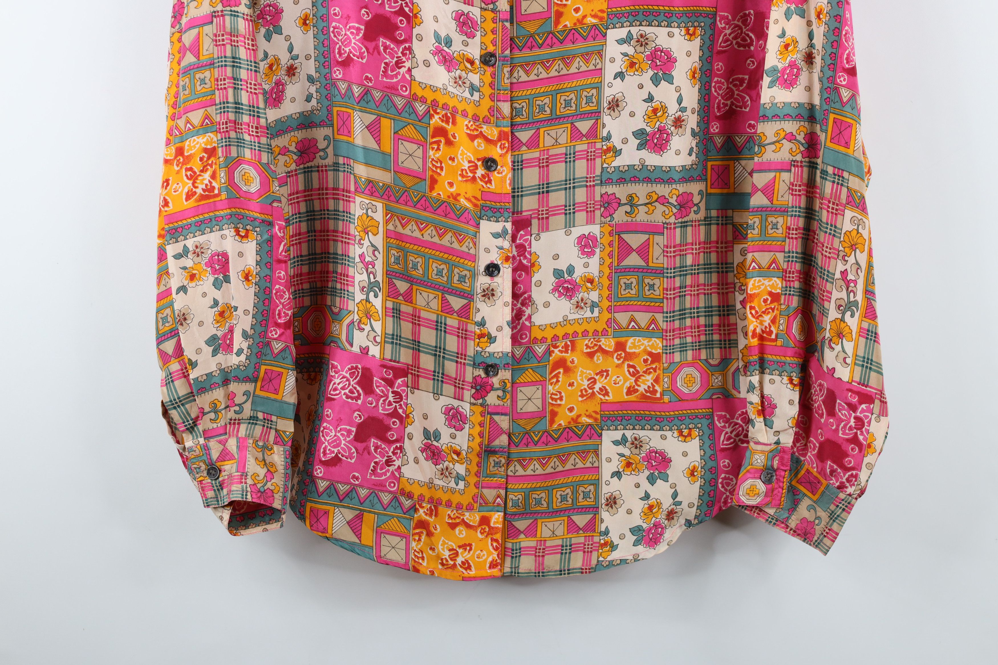 Vintage Vintage 90s Streetwear Quilted Flower Silk Button Shirt Size M / US 6-8 / IT 42-44 - 3 Thumbnail