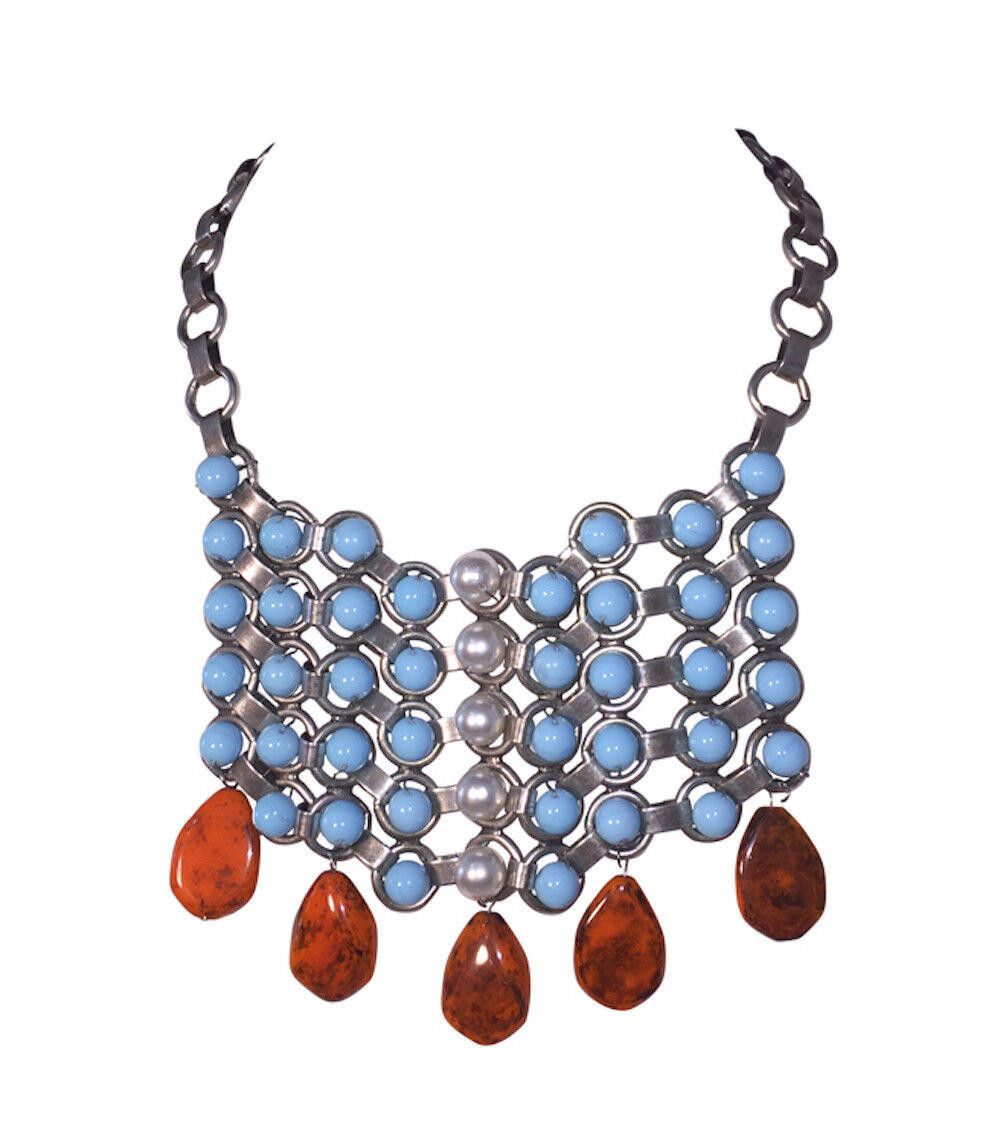 Designer Dannijo Medine Turquoise Glass Drop Necklace Size ONE SIZE - 1 Thumbnail
