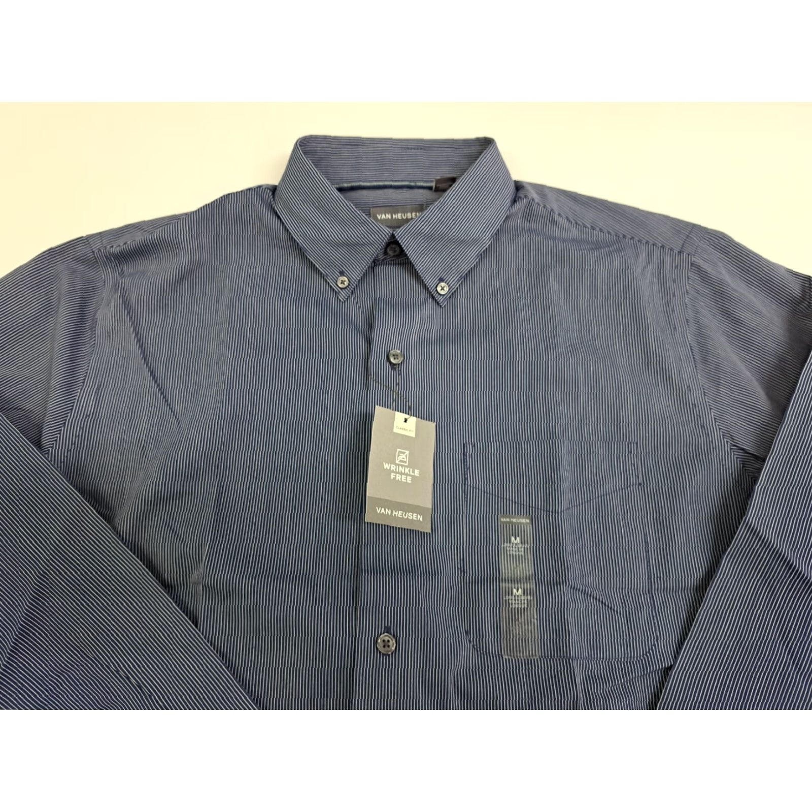 Van Heusen Van Heusen Dress Shirt Blue White Stripes Classic Fit L/S 15-15.5 M Men's Shirt Size 40R - 4 Thumbnail
