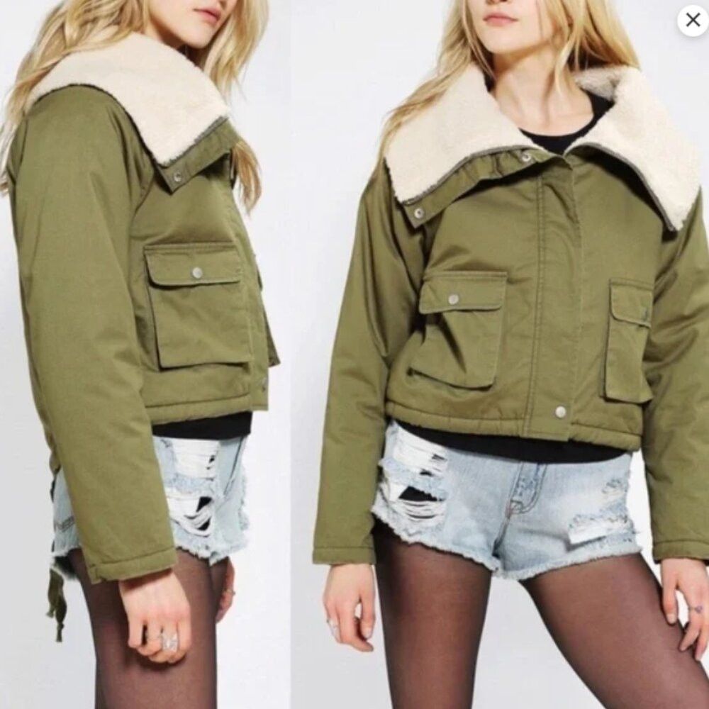 Other UNIF Mia Green Crop Sherpa Parker Jacket Small Size S / US 4 / IT 40 - 1 Thumbnail