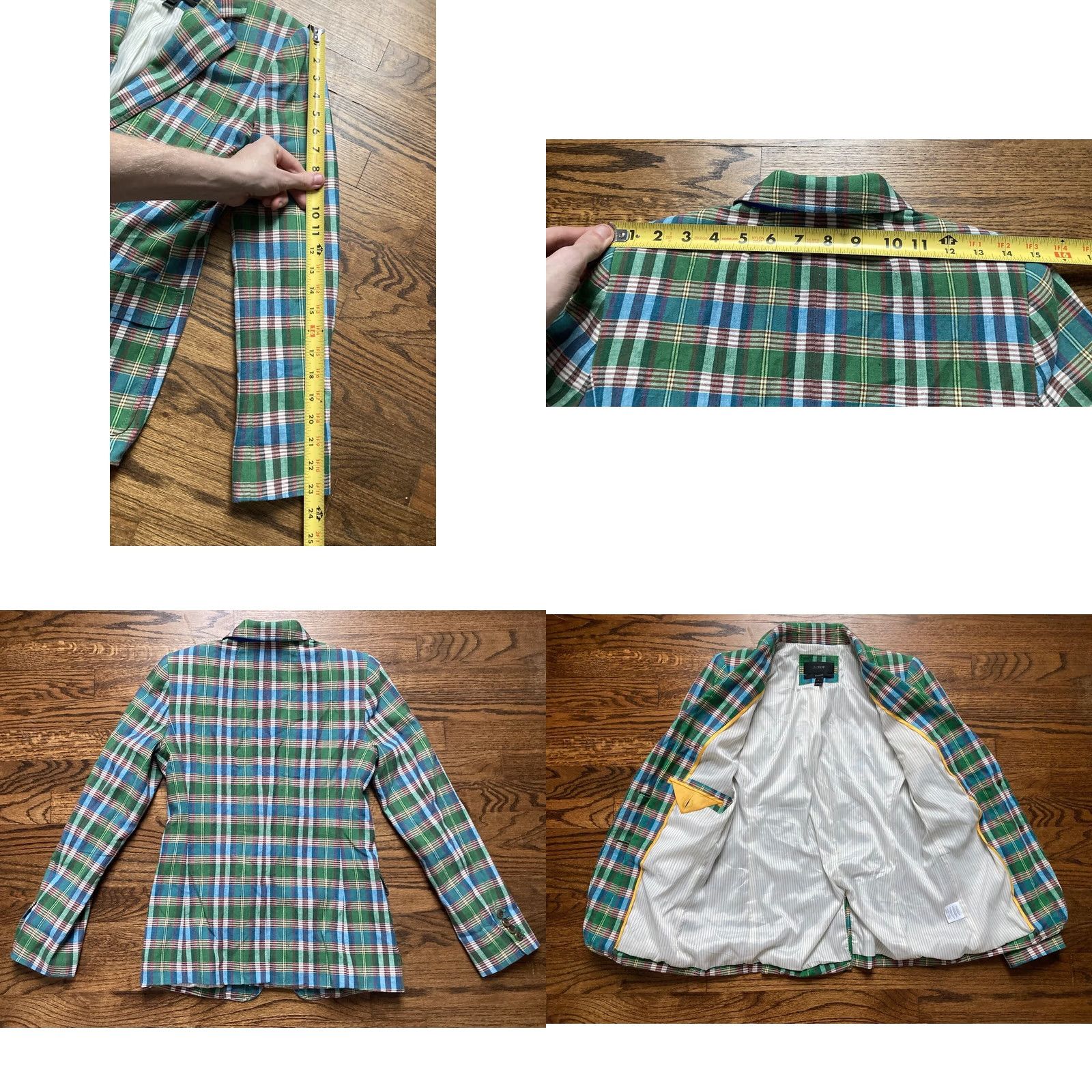 J.Crew VINTAGE J.CREW Rhodes Blazer Plaid Green Linen Blend Women Size 0 Jacket Womens Surgeon Cuff Size XS / US 0-2 / IT 36-38 - 8 Thumbnail