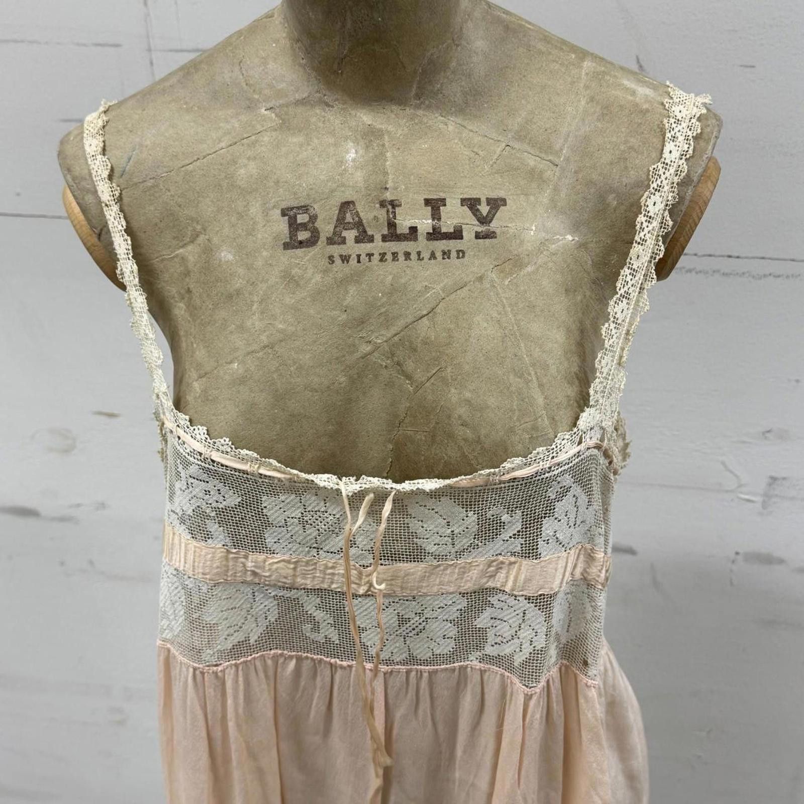 Other Antique 20s Pink Silk & Filet Lace Step-In Lingerie Teddy Size ONE SIZE - 6 Thumbnail