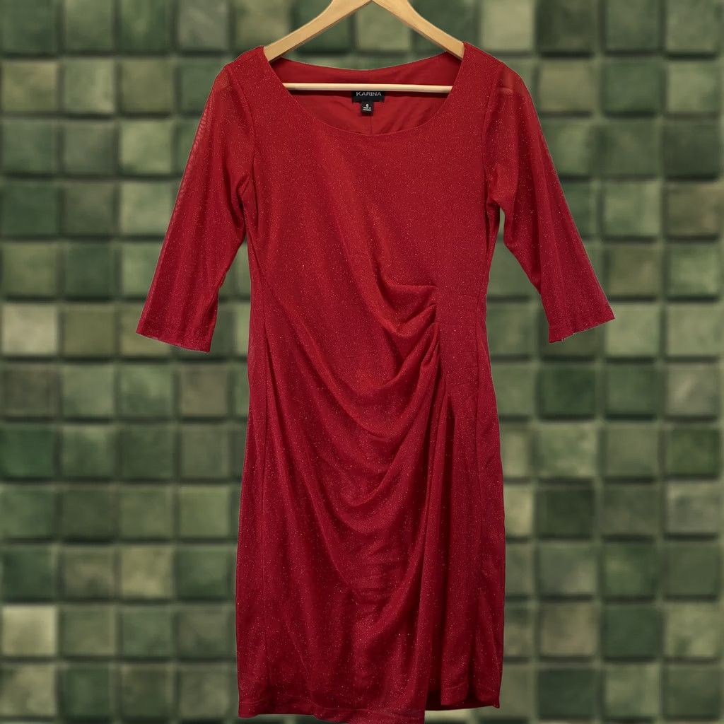 Vintage Karina Red Short Sleeve Cocktail Dress NWT Women’s SZ 6 Size 28" / US 6 / IT 42 - 1 Thumbnail