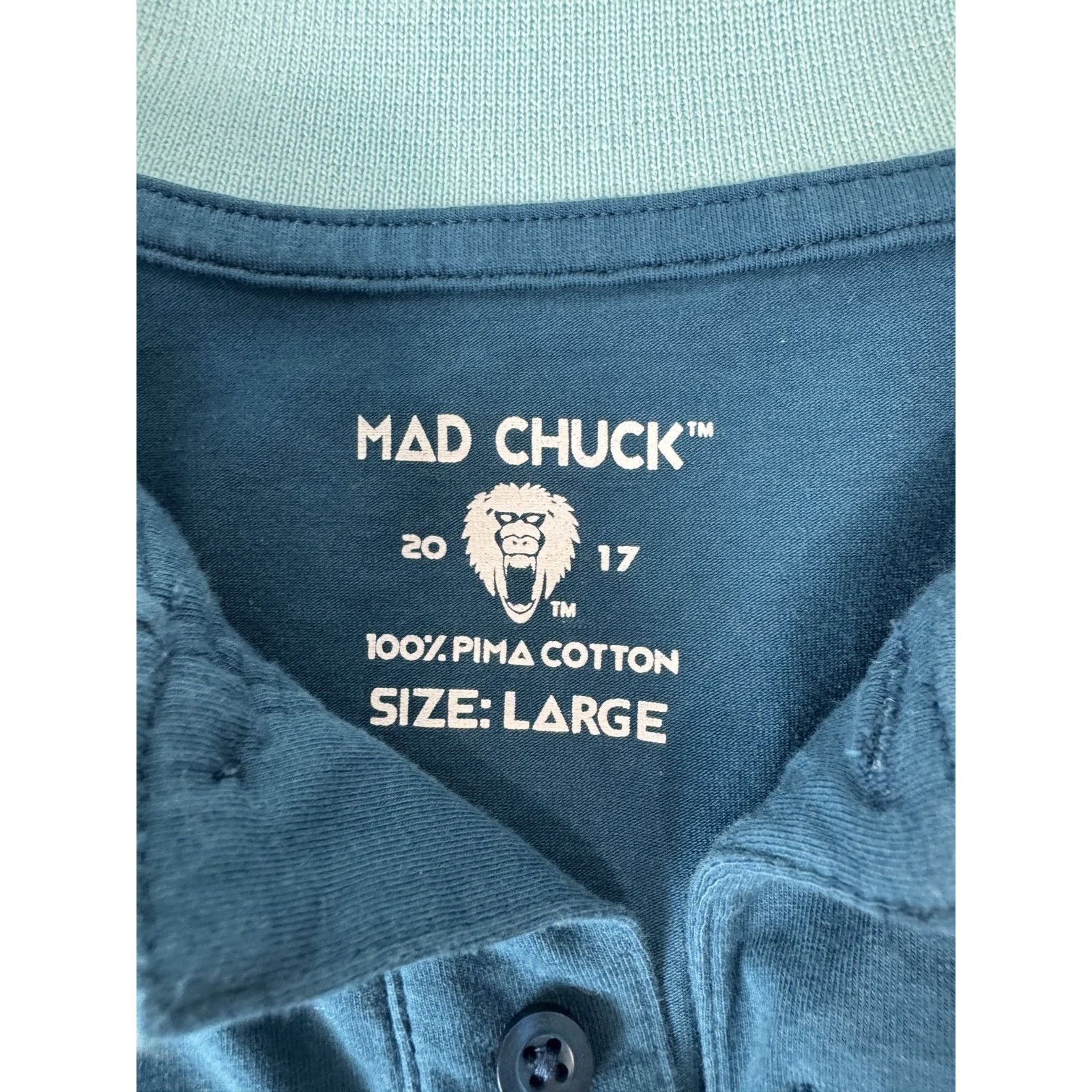 Other Mad Chuck Logo Polo Shirt Pima Cotton Preppy Surf Blue Large Size US L / EU 52-54 / 3 - 2 Thumbnail