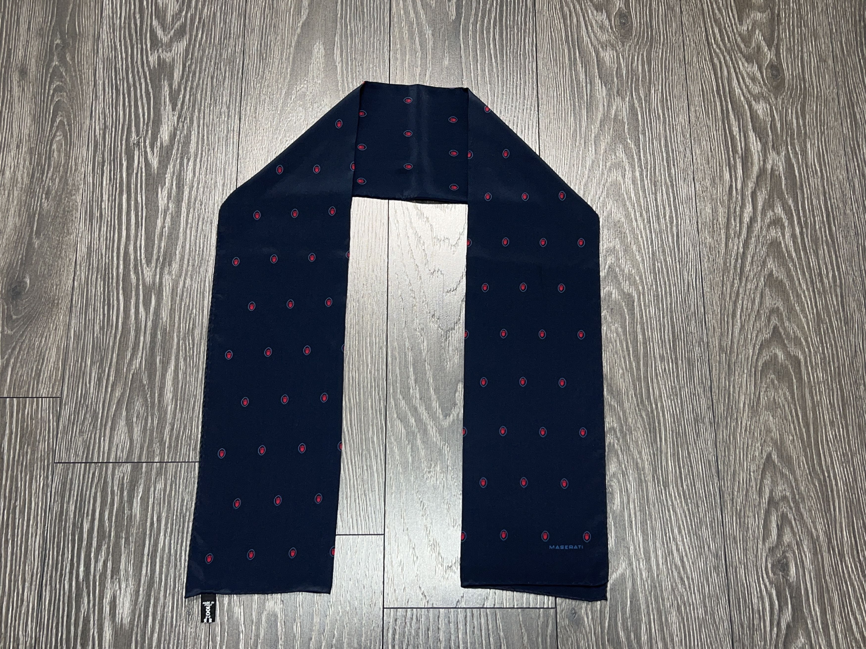 Vintage RARE Maserati Monogram Silk Scarf Authentic Dark Blue Size ONE SIZE - 1 Thumbnail