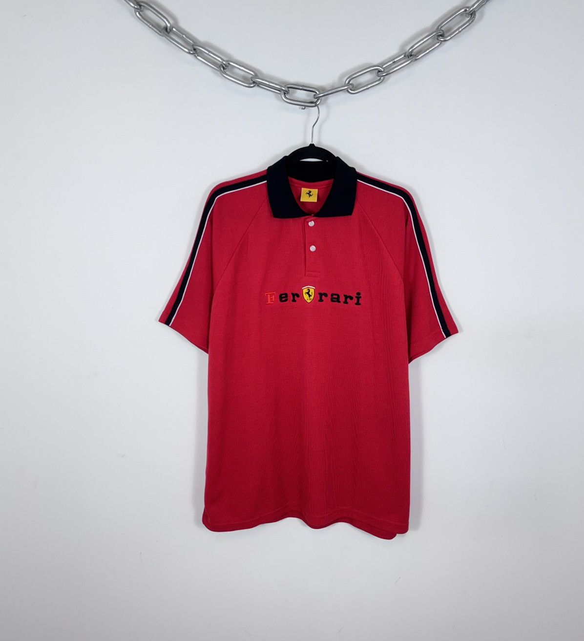 Ferrari Vintage Ferrari 1996 Official Big Logo Racing Red Polo Shirt Size US XL / EU 56 / 4 - 1 Thumbnail