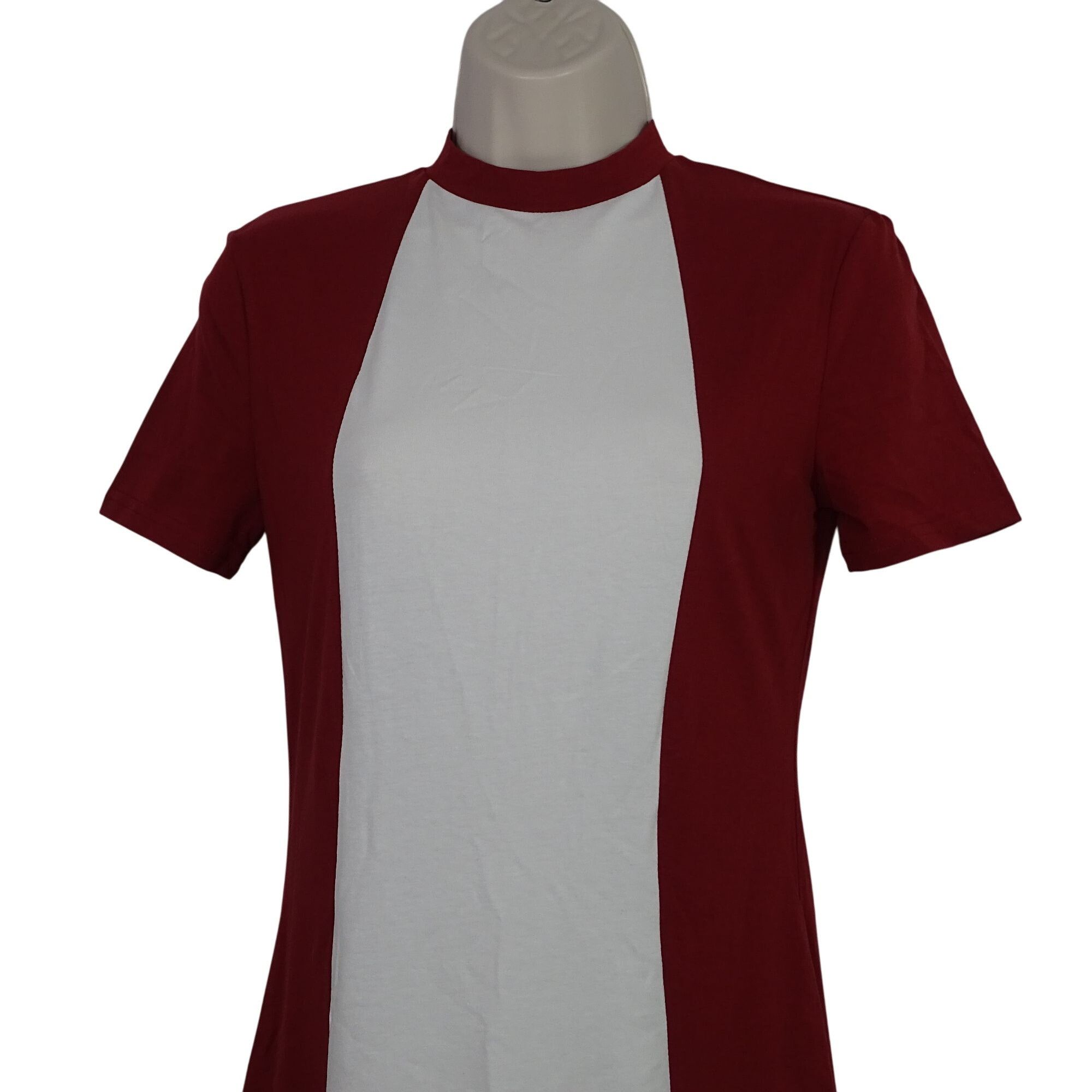 Shein Shein Midi Dress Women Size M 6 Burgundy Red Color Block Hig Size M / US 6-8 / IT 42-44 - 2 Thumbnail
