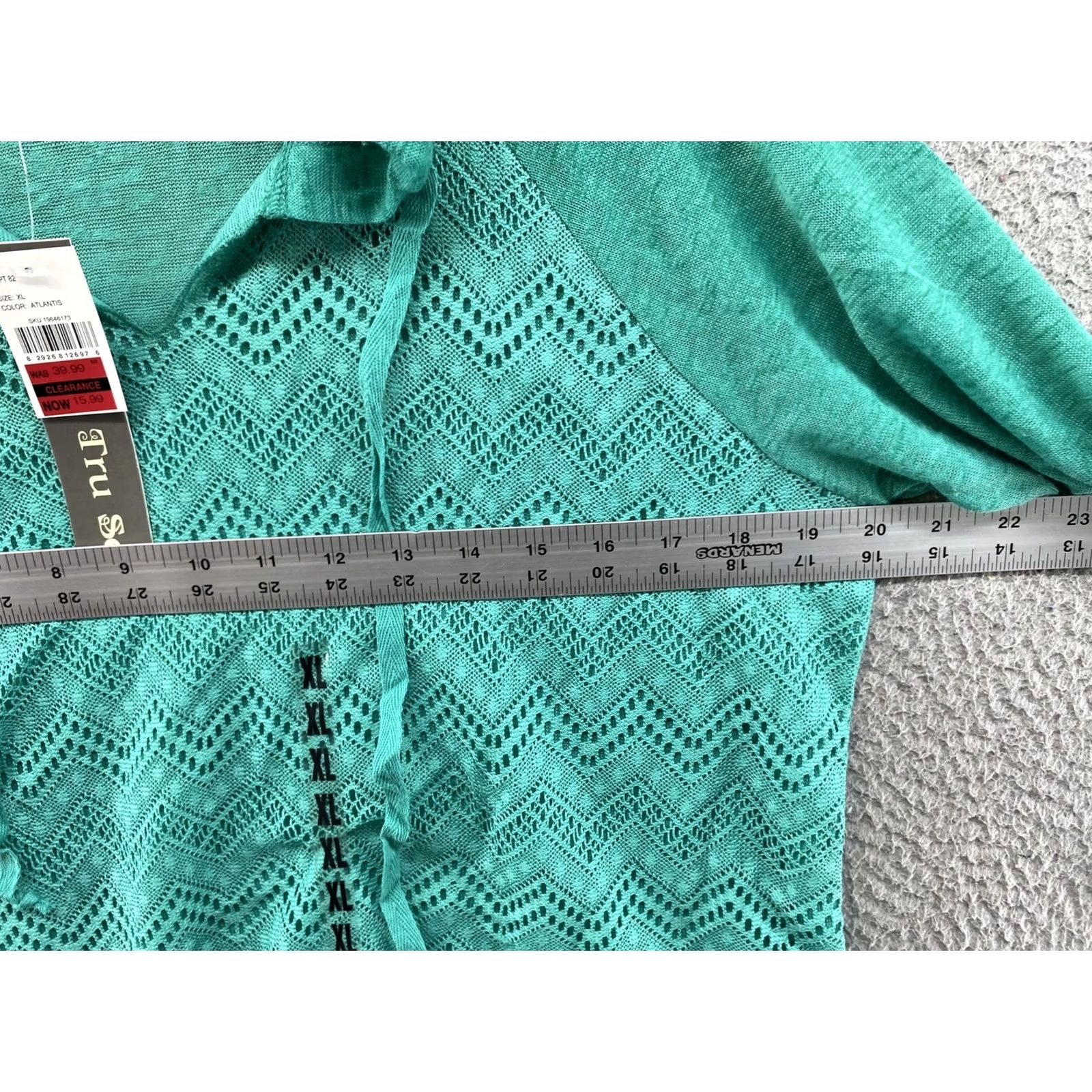 Vintage Tru Self Women’s V Neck Hoodie Sweatshirt XL Green Pullover Activewear Size XL / US 12-14 / IT 48-50 - 4 Thumbnail
