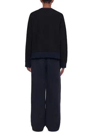 Jil Sander o1loc1c1124 Crew Neck Top With Ribbed Hems in Black Size US L / EU 52-54 / 3 - 3 Thumbnail