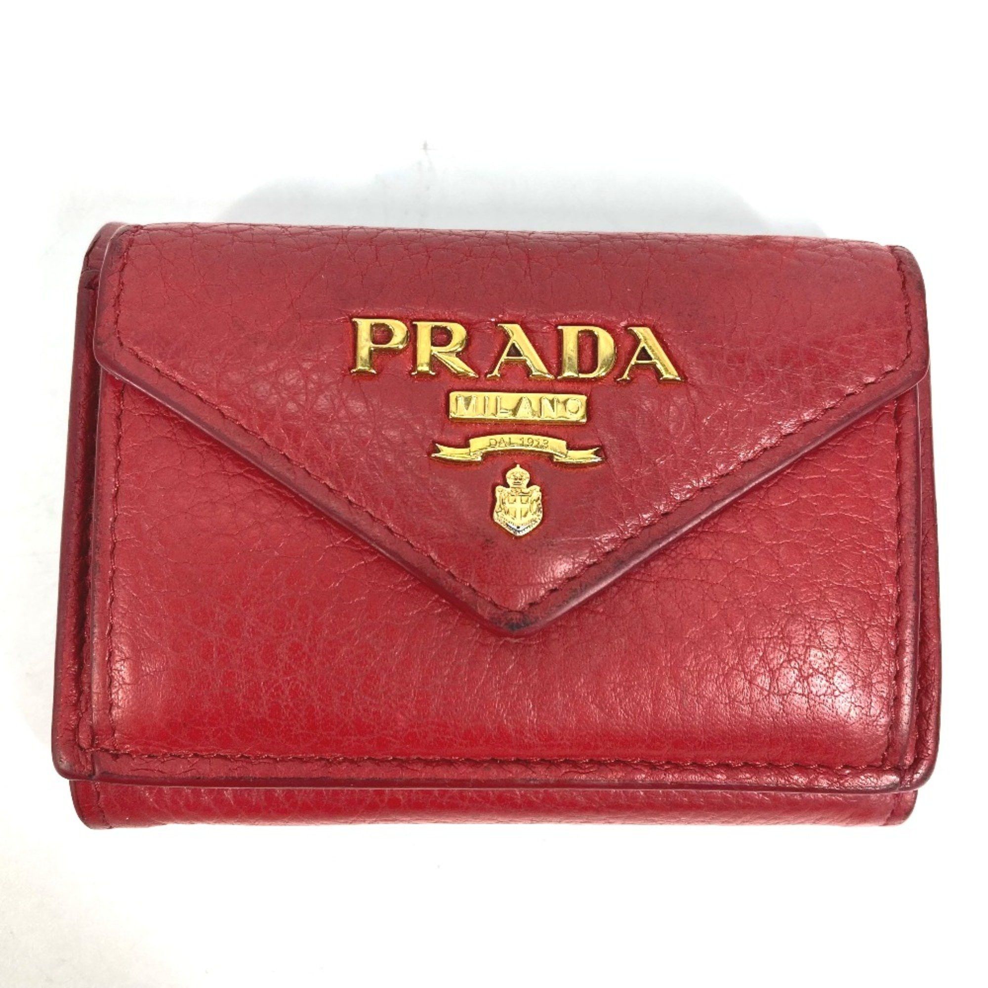 Prada PRADA 1MH021 CompactWallet Trifold wallet Red Gold Size ONE SIZE - 1 Thumbnail
