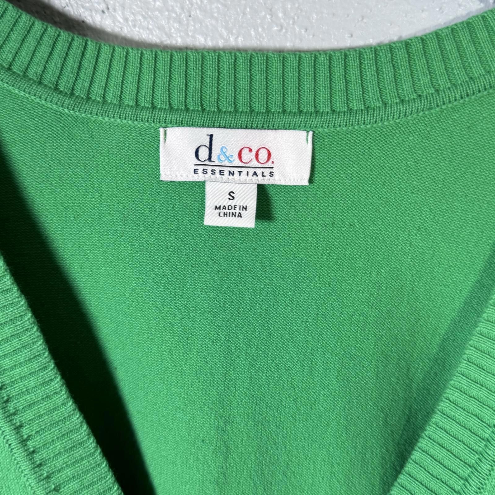 Designer D&CO Women's Small Green Short Sleeve Cardigan V-neck Size S / US 4 / IT 40 - 4 Thumbnail