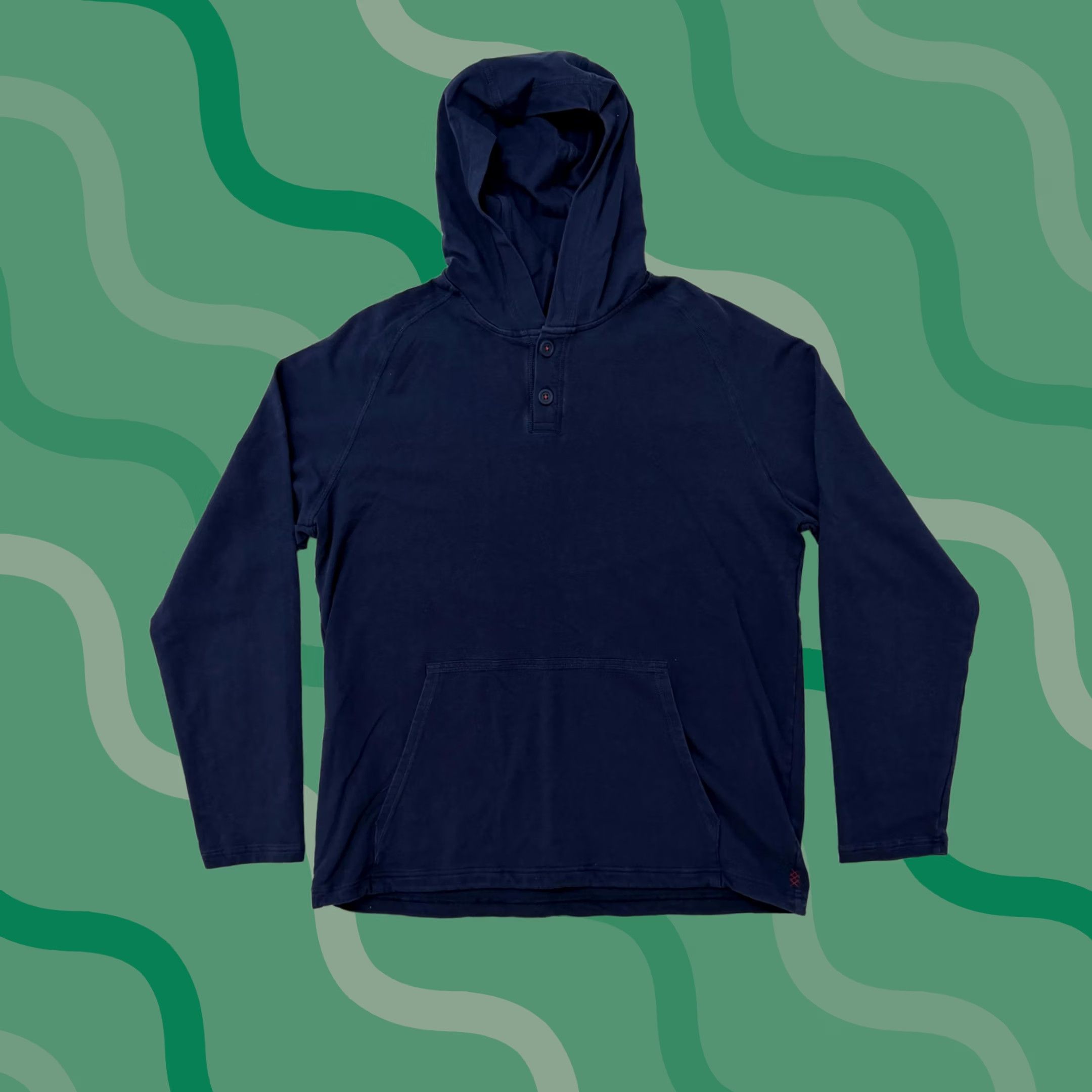 Rhone Rhone Hoodie Mens L Blue Henley Knit Pullover with Pockets Casual Sweatshirt Sleeve Long Crew Neck Button Front Size US L / EU 52-54 / 3 - 1 Thumbnail