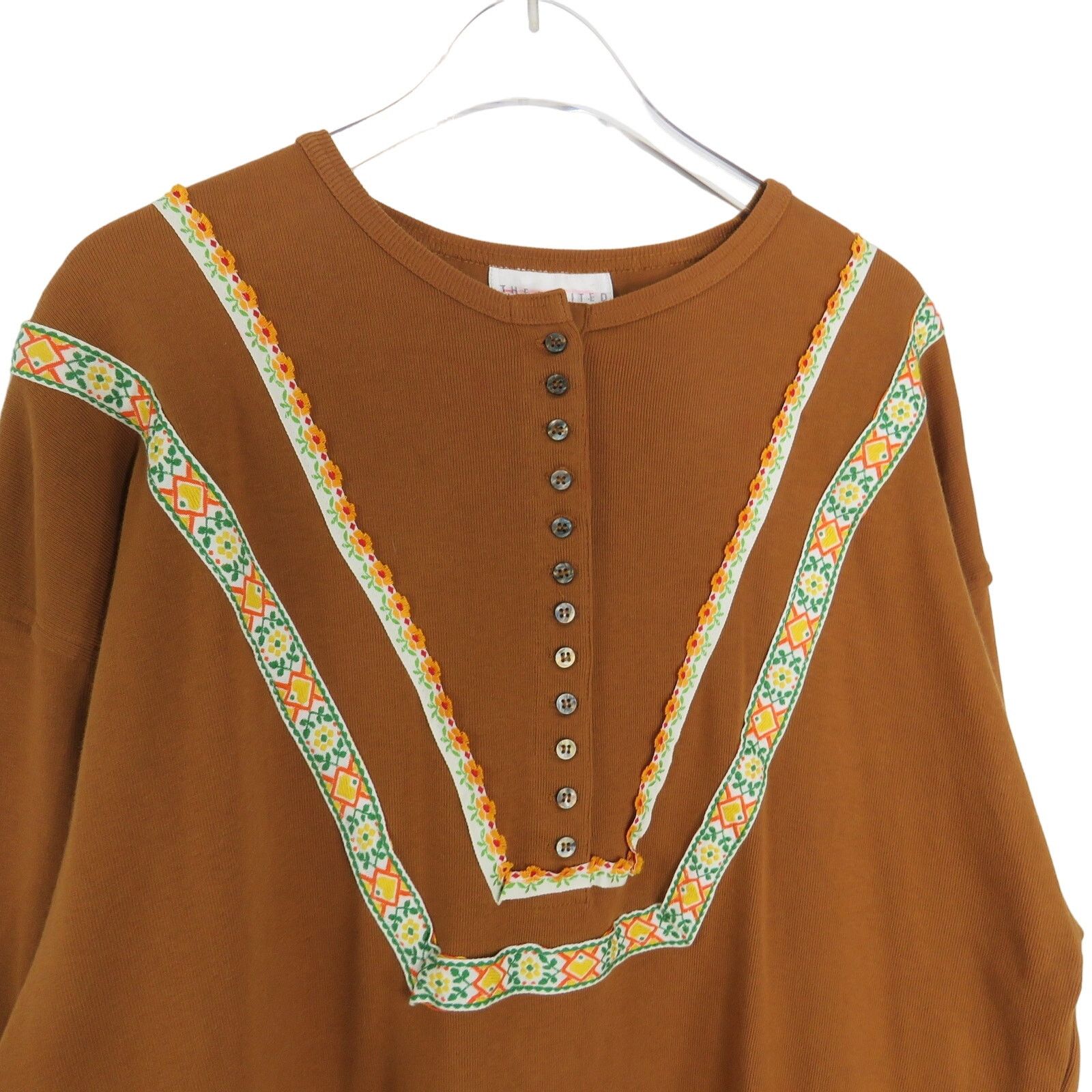 Vintage VTG. Songwriter Embroidered Brown Boho Western Tassel Blouse Size S / US 4 / IT 40 - 7 Thumbnail