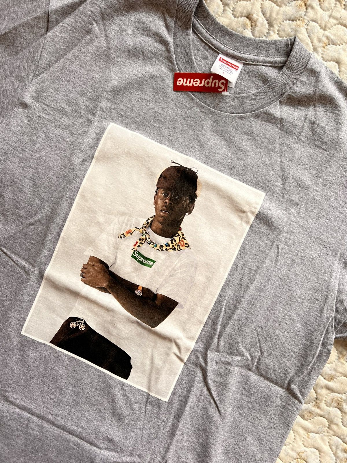 Supreme L Supreme x Tyler the Creator phot tee Tshirt grey box logo Size US L / EU 52-54 / 3 - 8 Thumbnail