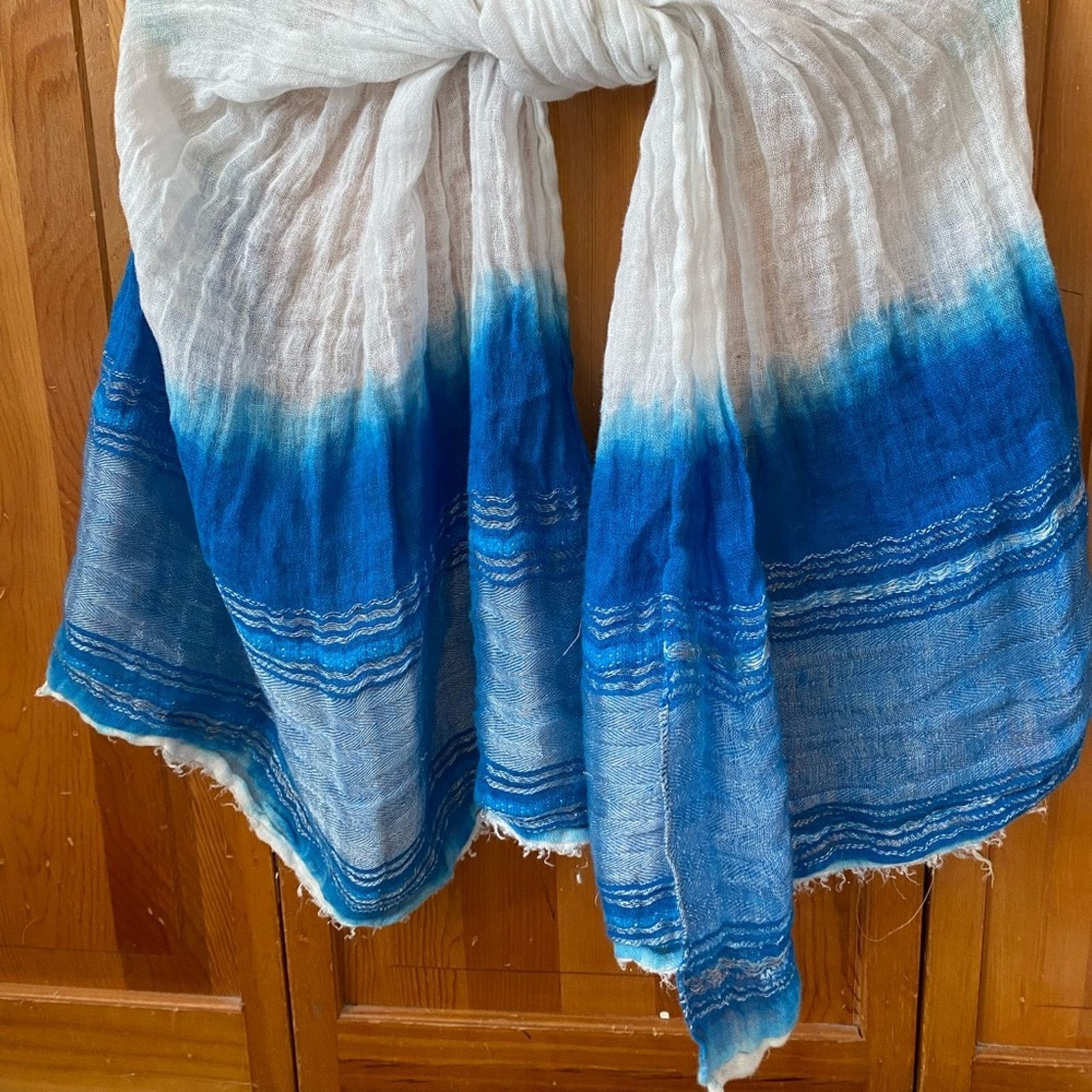 J.Crew Blue and White linen scarf by J. Crew Size ONE SIZE - 1 Thumbnail