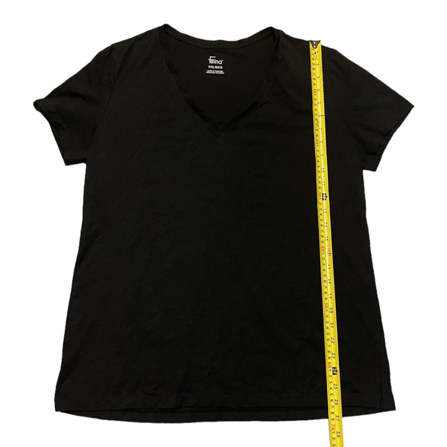 Other Felina Black V Neck Cotton Short Sleeve Shirt XX-Large Size XXL / US 16-18 / IT 52-54 - 3 Thumbnail