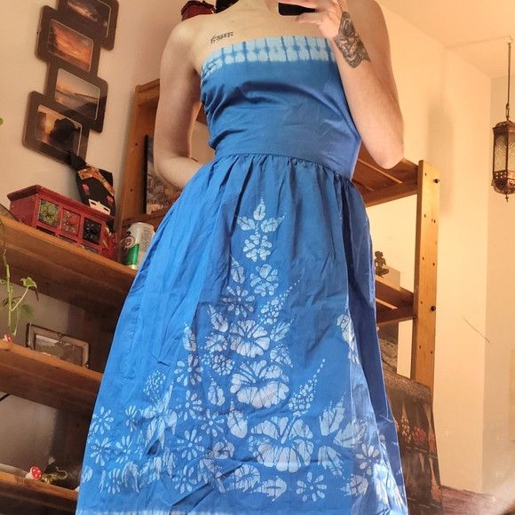 Vintage Bette Of Jamaica Vintage Batik Strapless 60s Dress - S/M Size M / US 6-8 / IT 42-44 - 1 Thumbnail