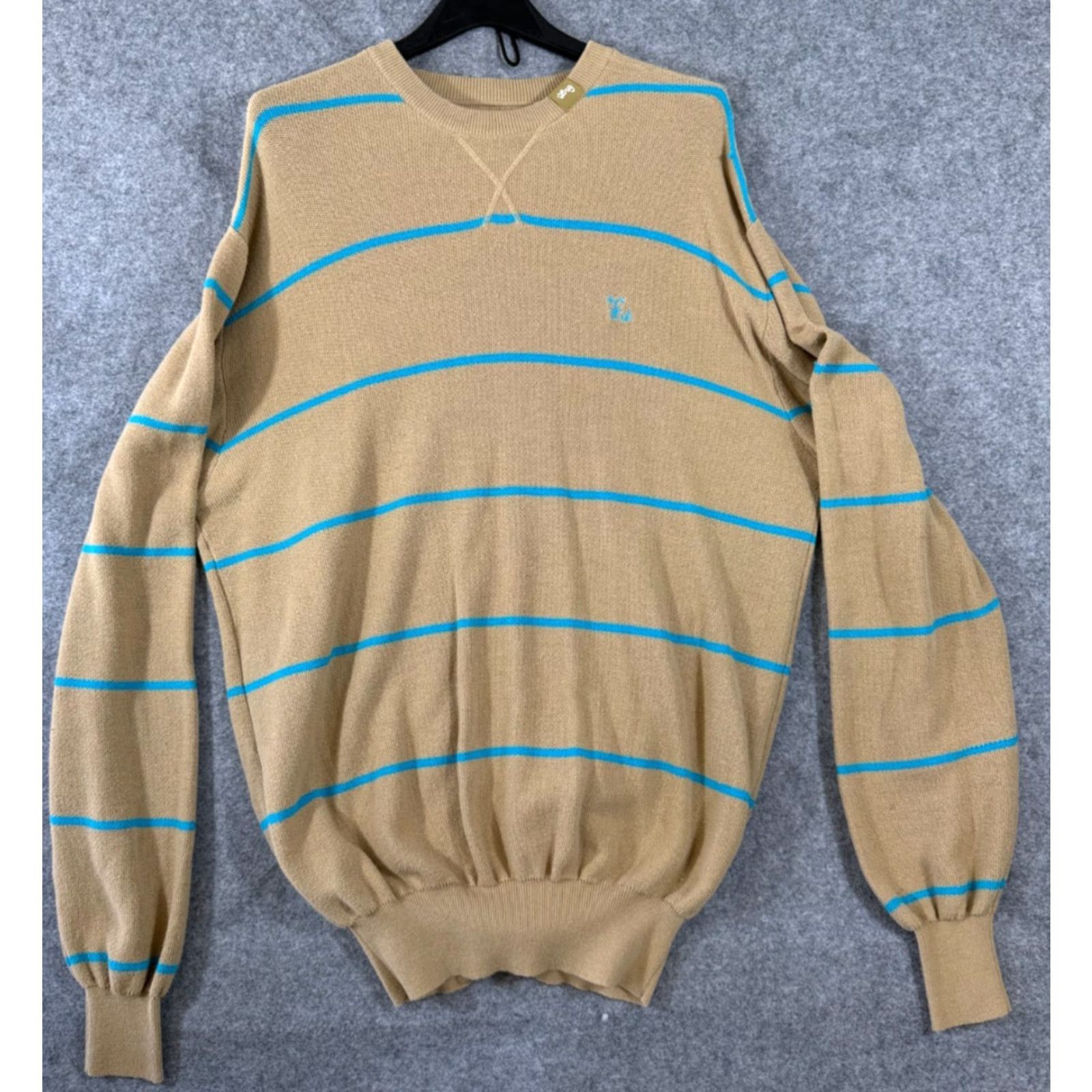 Roots Lifted Research Group LRG Sweater Mens XL Beige Striped Roots And Equipment Long Sleeve Crew Neck Knit Logo Pullover Size US XL / EU 56 / 4 - 2 Thumbnail