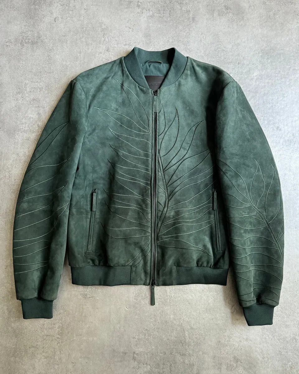 Emporio Armani AW2018 Emporio Armani Olive Leaves Natural Leather Bomber Jacket Size US M / EU 48-50 / 2 - 7 Thumbnail