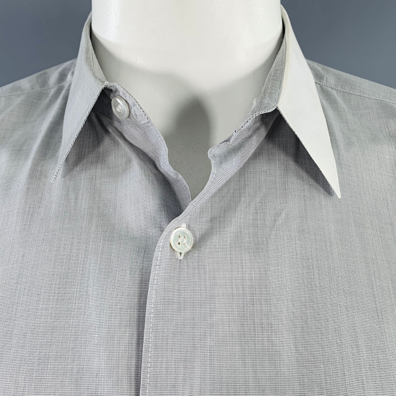 Comme des Garcons SHIRT SHIRT Size L Grey White Cotton One Pocket Long Sleeve Shirt Size US L / EU 52-54 / 3 - 4 Thumbnail