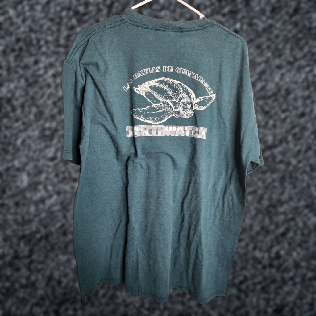 Jerzees VINTAGE Jerzees T-Shirt Shirt Mens XL Green Sea Turtle Earthwatch Double Sided 60s 70s 80s 90s Aloha Logo MENS Size US XL / EU 56 / 4 - 1 Thumbnail