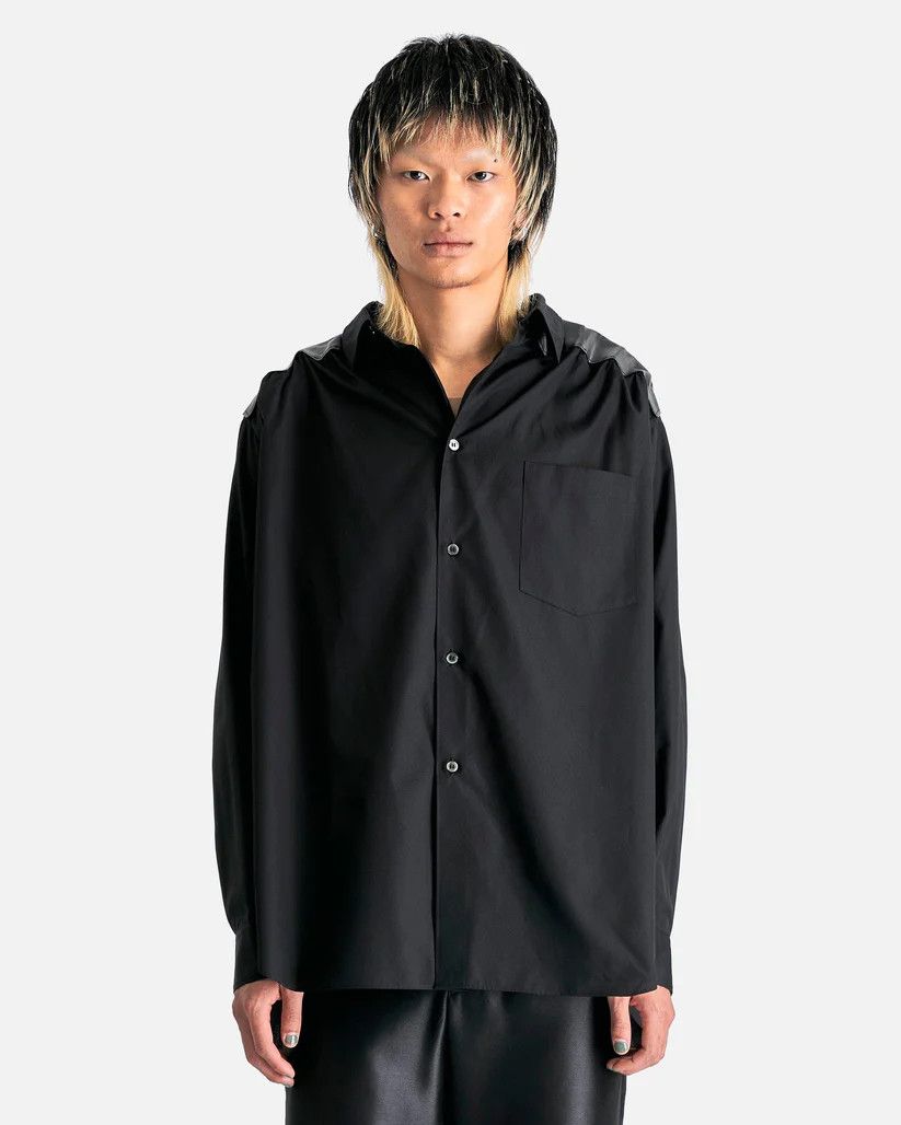 Comme des Garcons Homme Plus o1s1v1r1oon0925 Gathered Panel Shirt in Black Size US XL / EU 56 / 4 - 1 Thumbnail