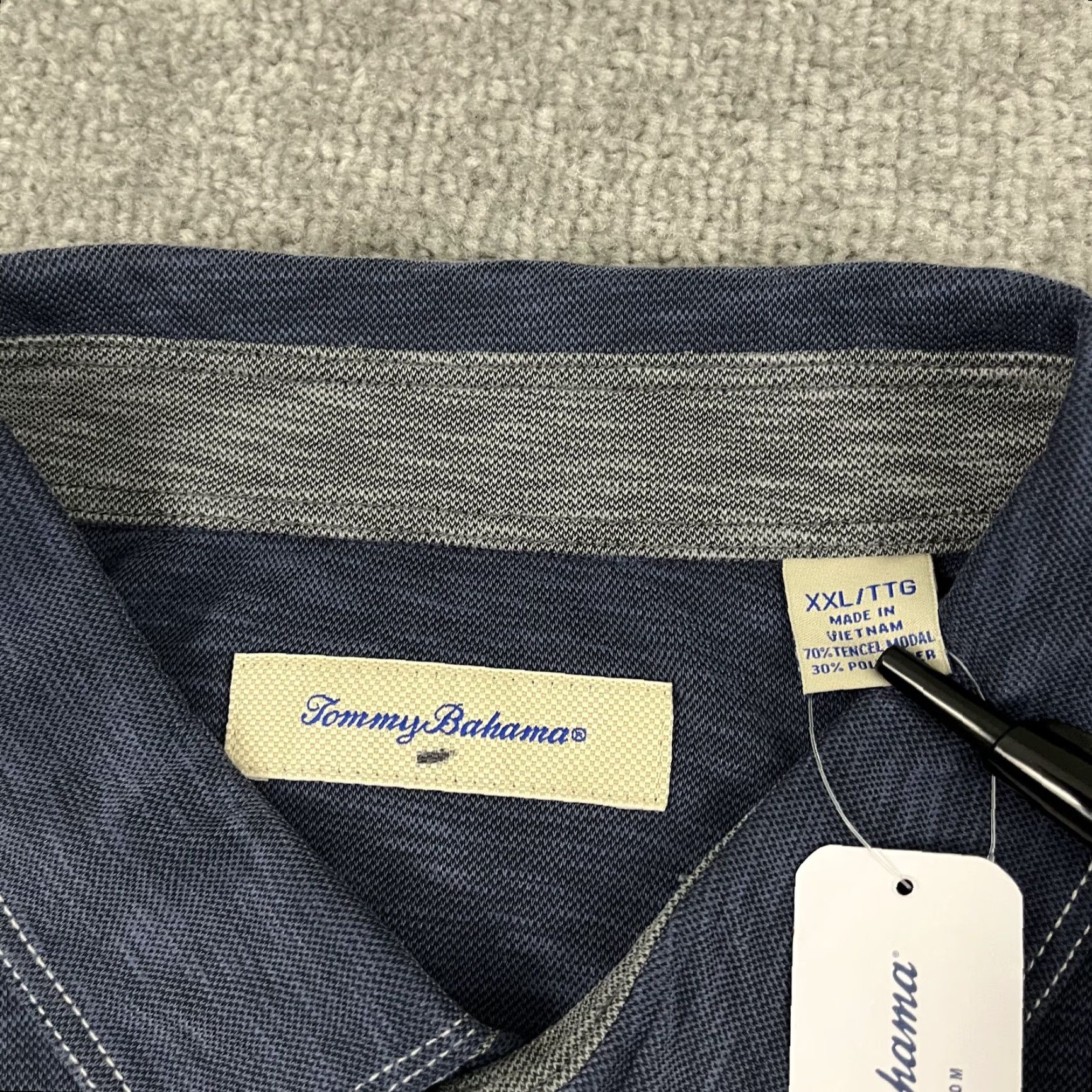 Tommy Bahama **Tommy Bahama Mens 2XL Blue Denim Polo Shirt NEW** User: **Tommy Bahama Mens 2XL Blue Denim Polo Shirt NEW** Size US XXL / EU 58 / 5 - 4 Thumbnail